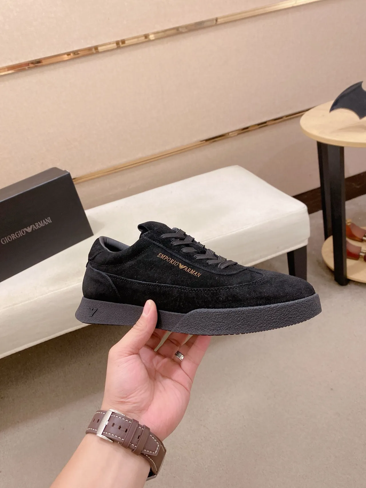 Emporio Armani Black Suede Lifestyle Sneaker