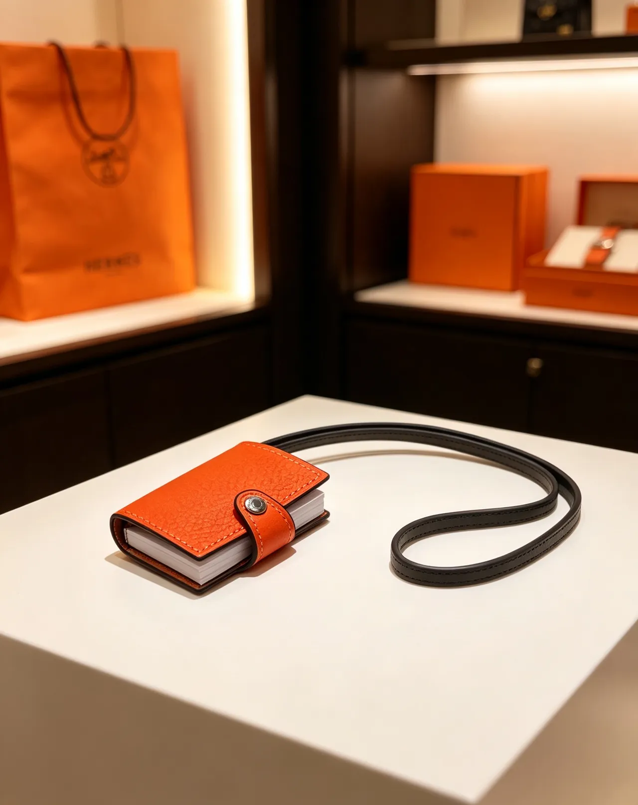 Hermès Multicolor Pebbled Leather Snap-Button Strap Closure Card Holder