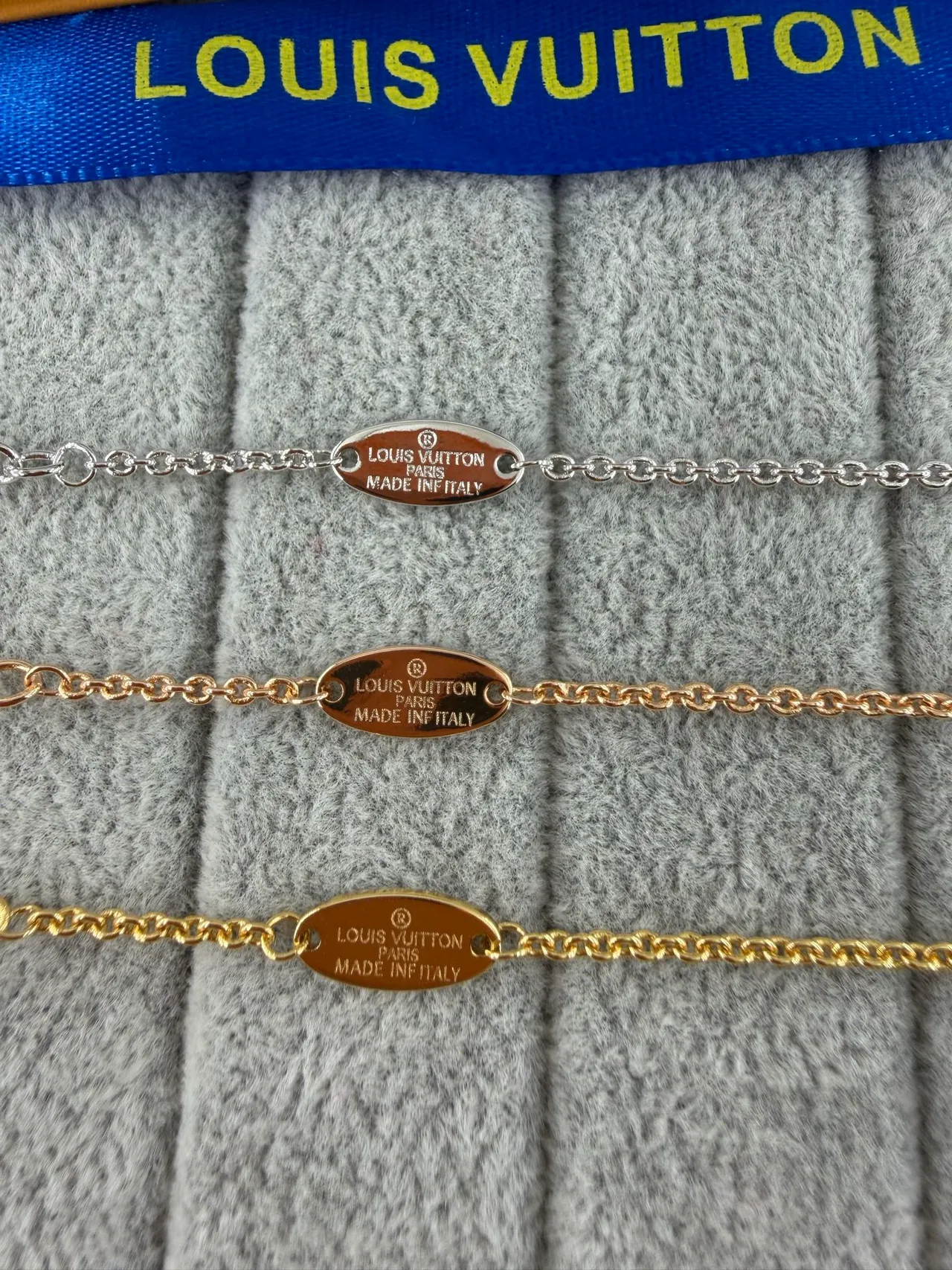 Louis Vuitton Iconic Monogram Gold Silver Chain Pavé-Crystal LV Logo Bracelet