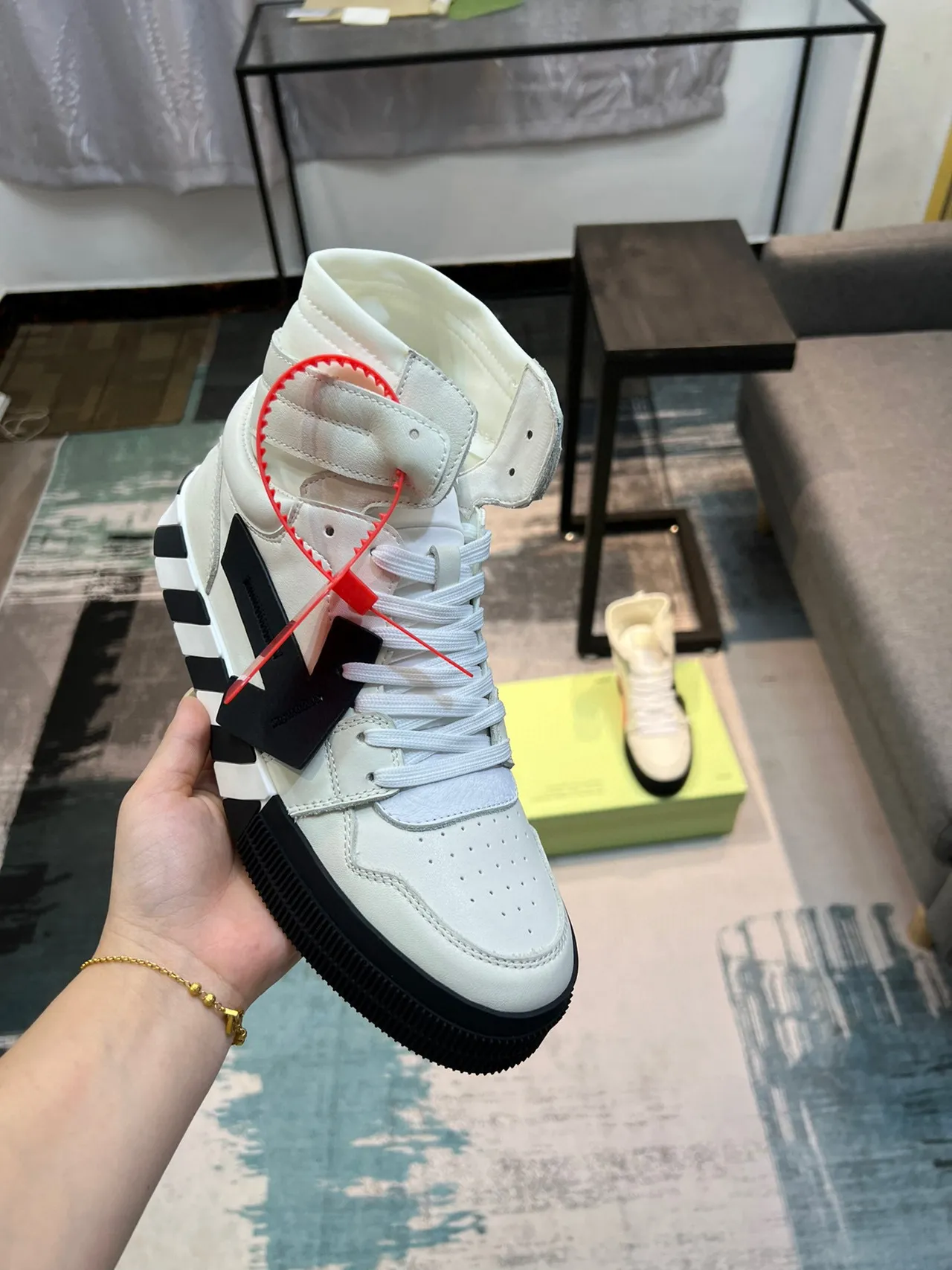 Off-White Industrial High-Top White and Black Lifestyle Sneakers