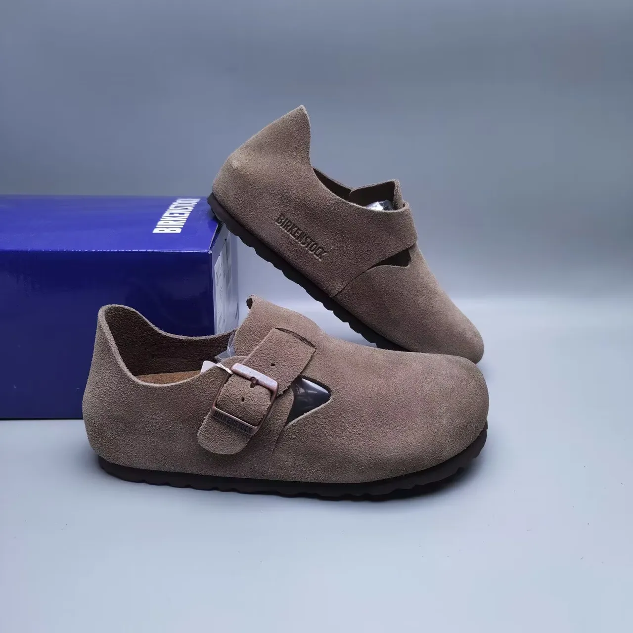 Birkenstock Boston Brown Suede Upper Single Buckle Strap Casual Shoes