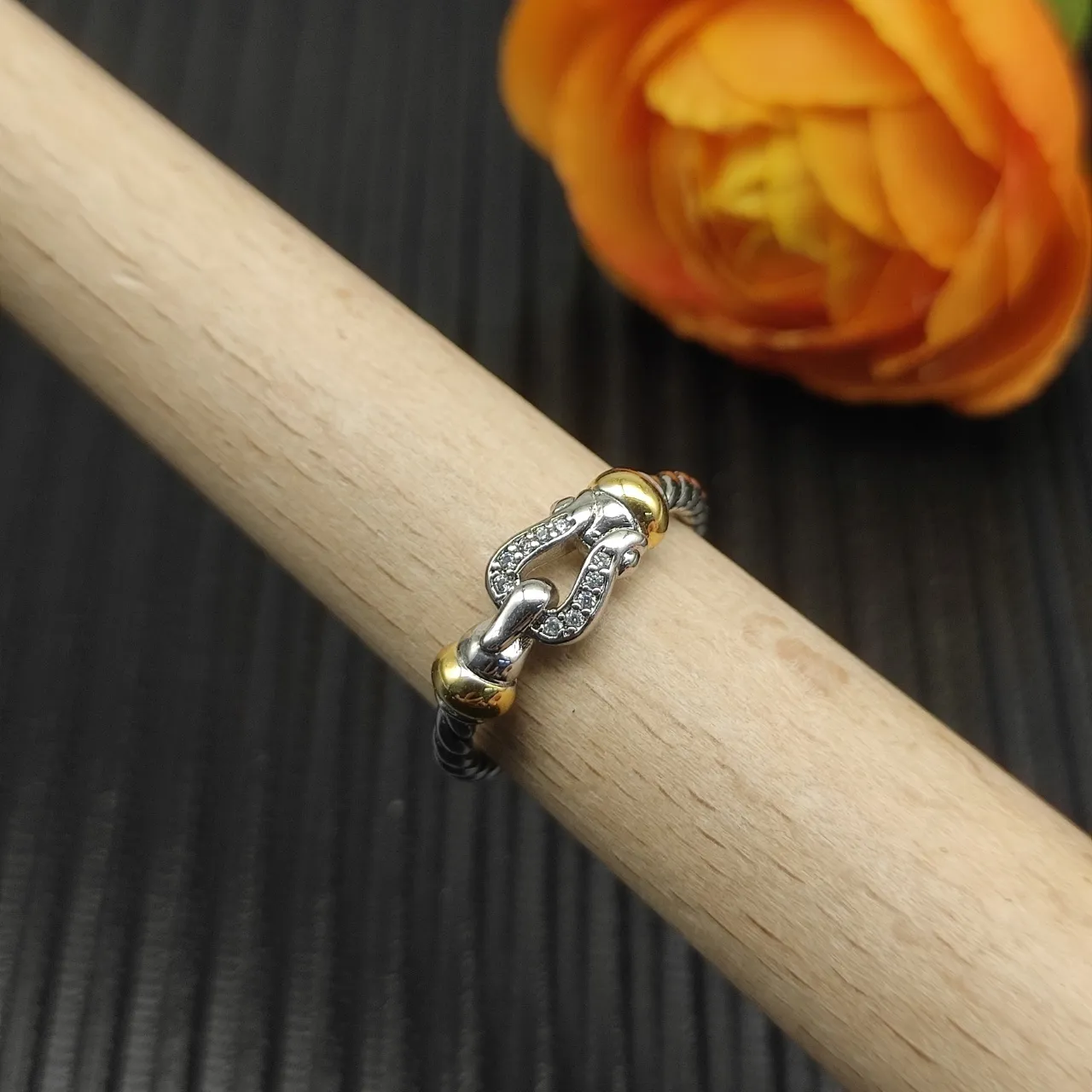 Tiffany & Co. HardWear Silver Gold Rope-Twist Band Double Buckle Motif Ring