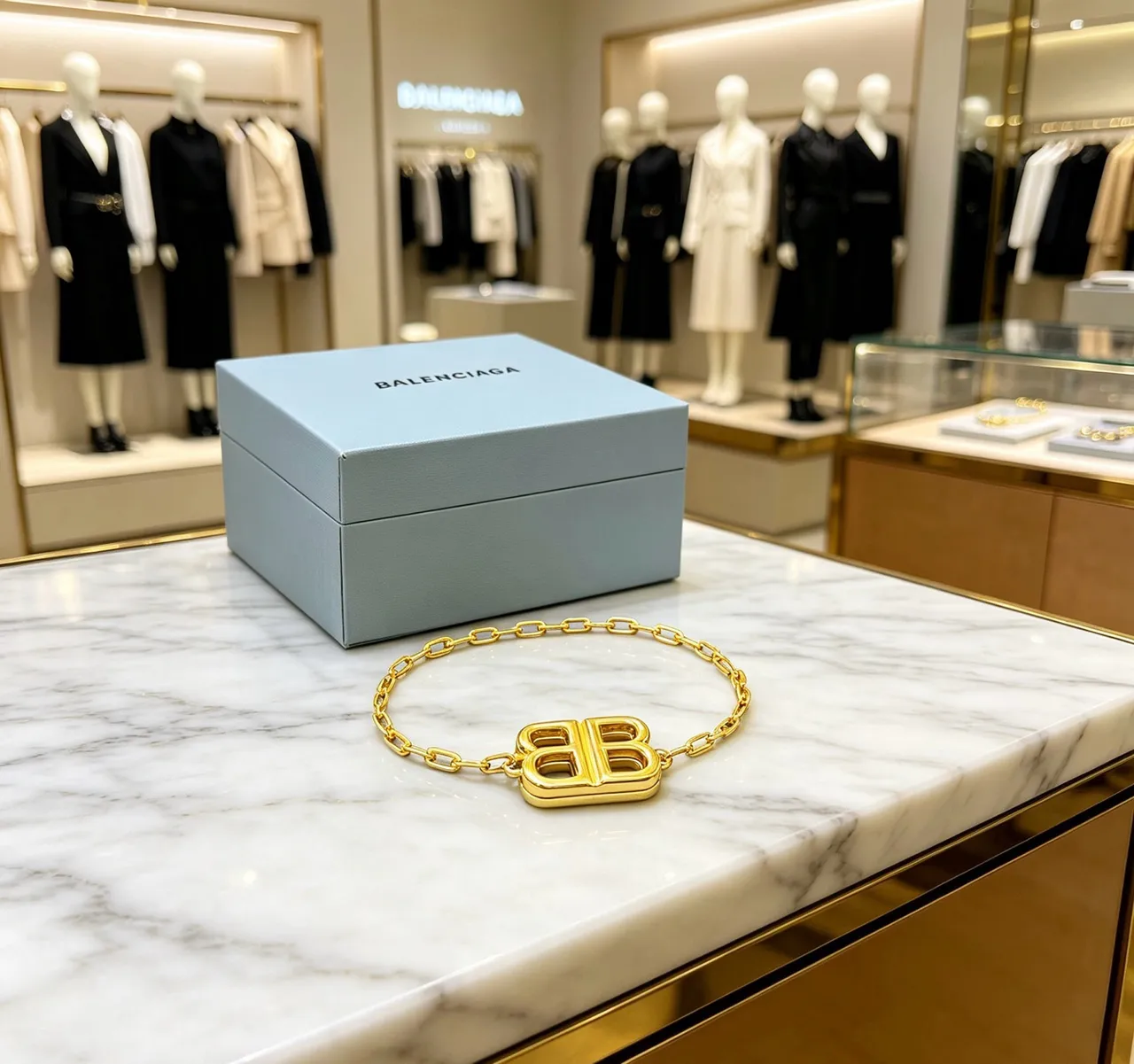 Balenciaga BB Chain Bracelet Gold Tone Bracelet