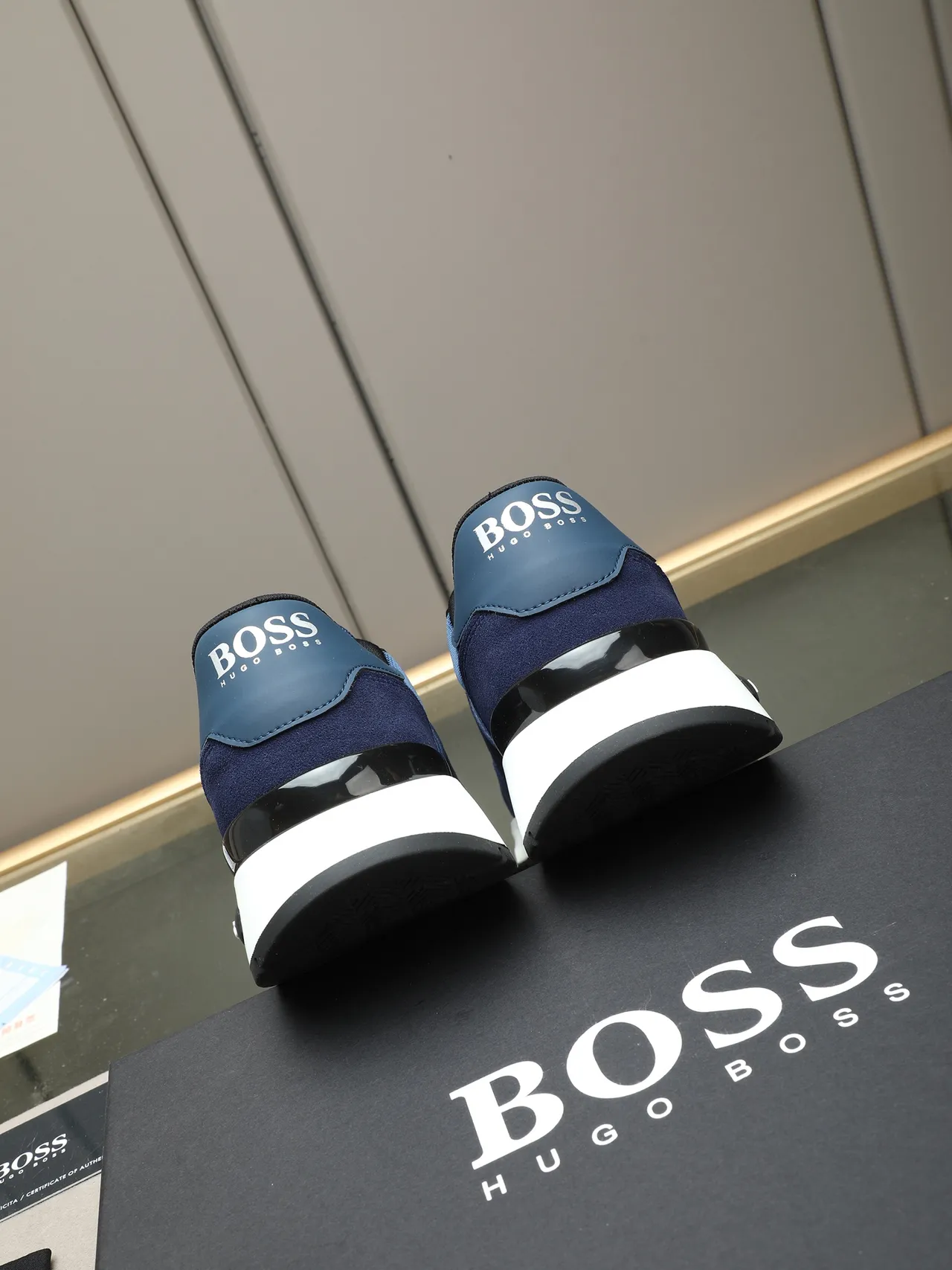 Hugo Boss Navy Blue Suede and Mesh Lifestyle Sneaker