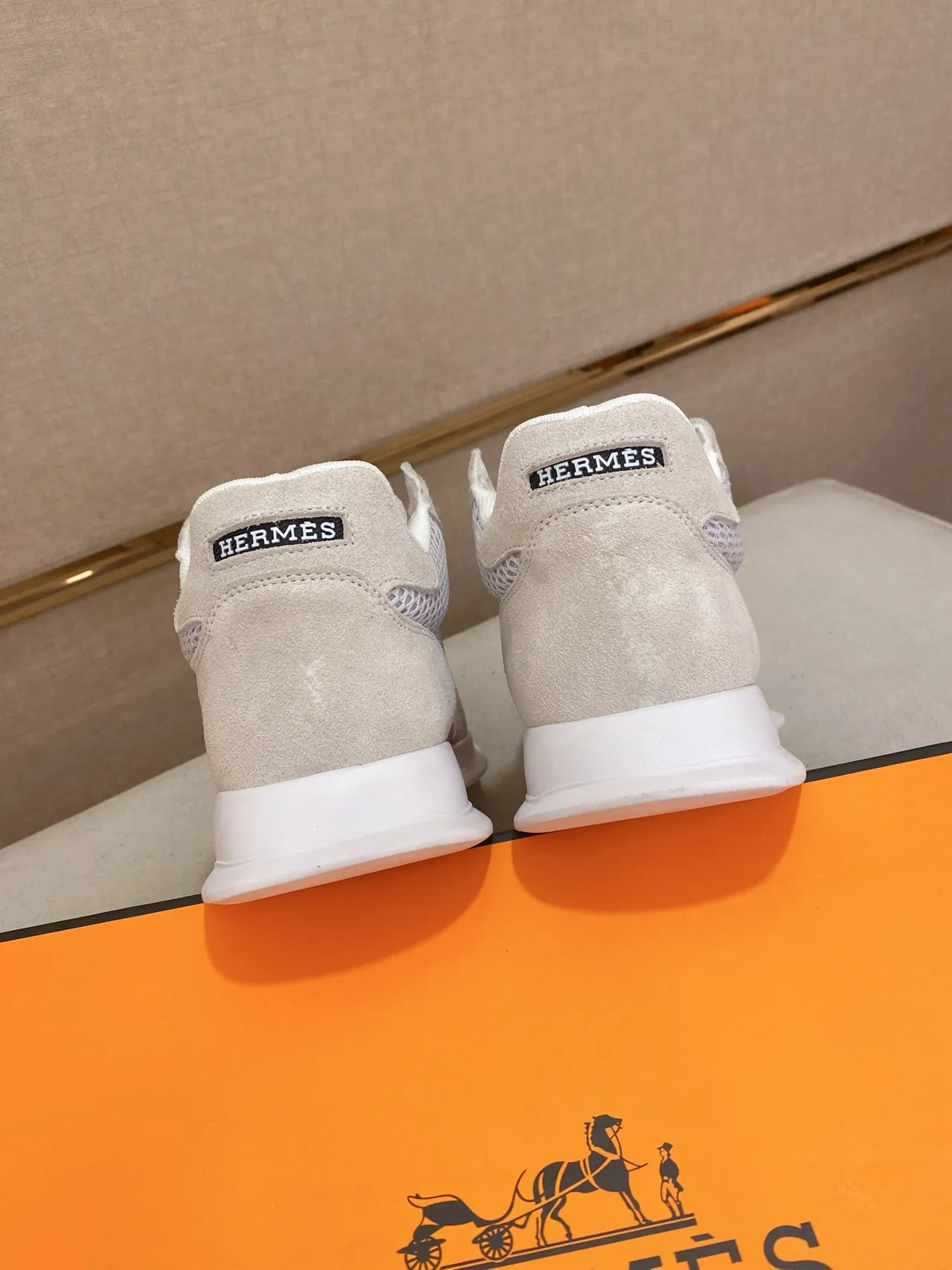 Hermès Beige Mesh and Suede Lifestyle Sneaker