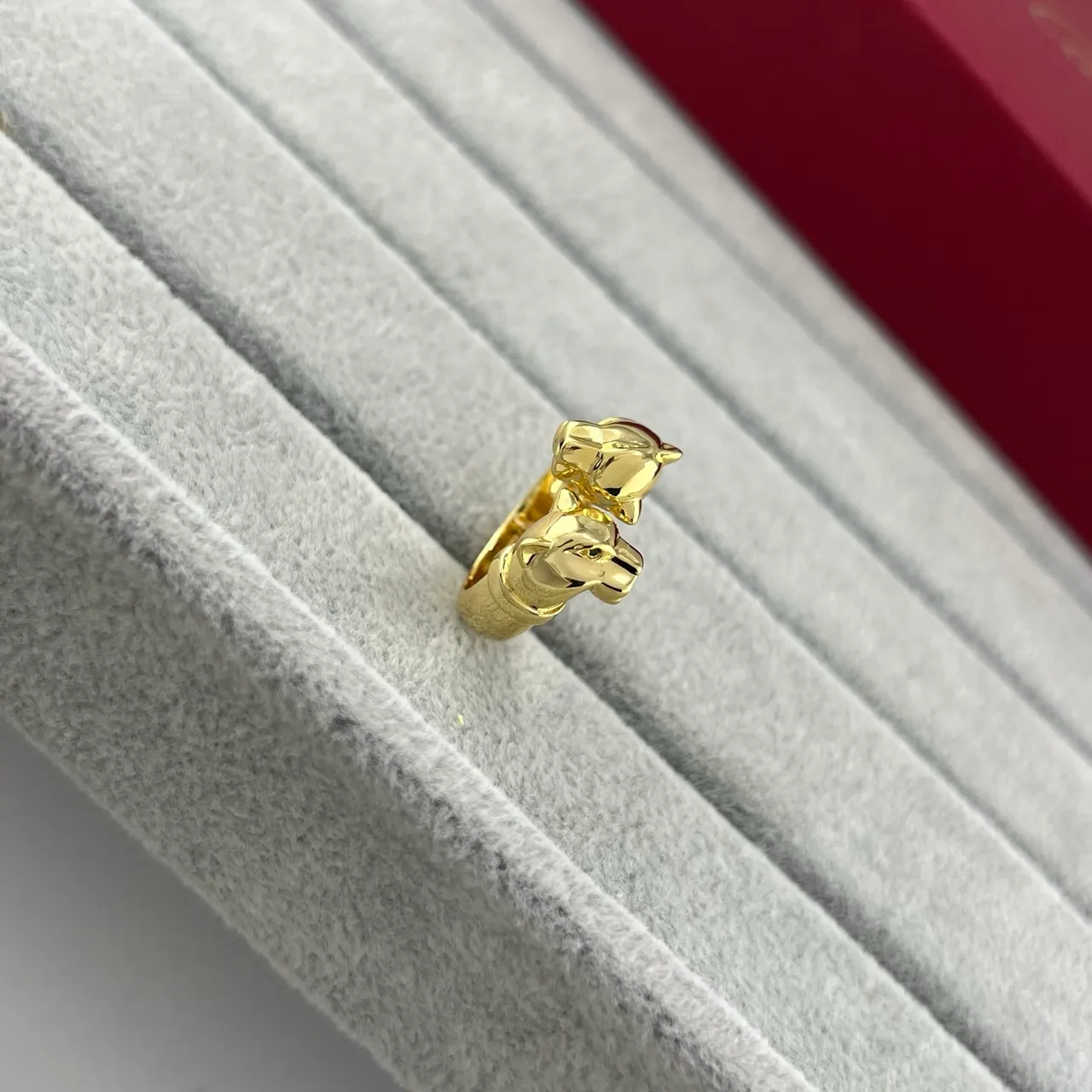 Gold Silver Open-Band Animal-Head Motif Ring