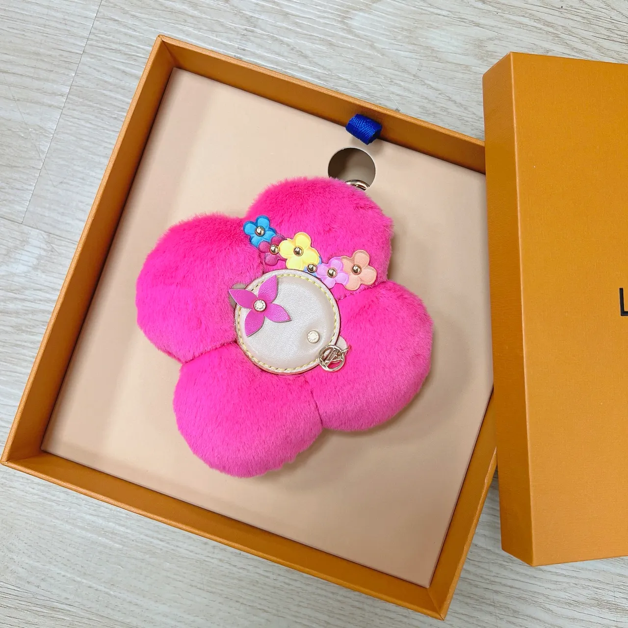 Louis Vuitton Purple Multicolor Flower-Shaped Plush Fur Handbag