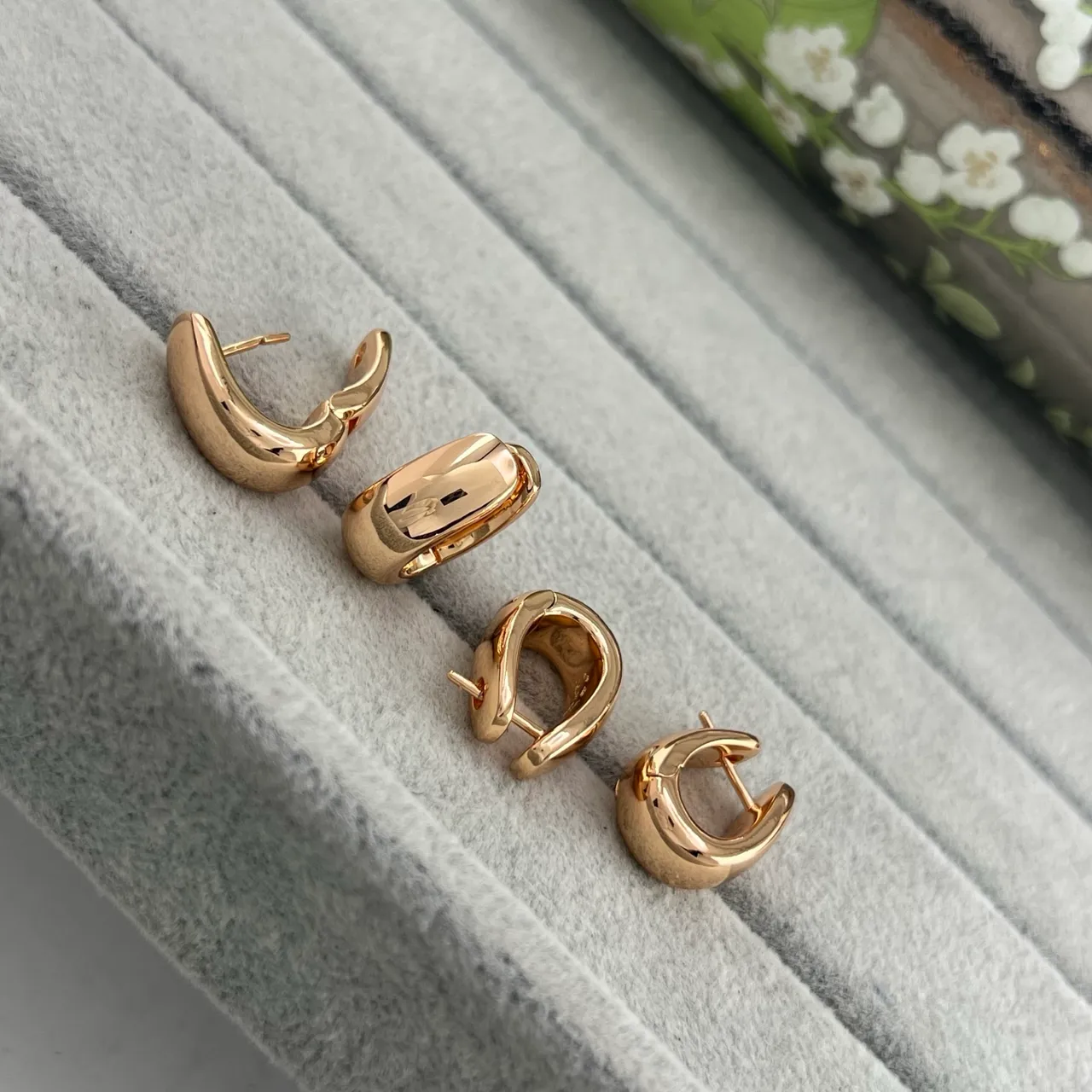 Polished Gold-Tone Huggie Hoop Earrings