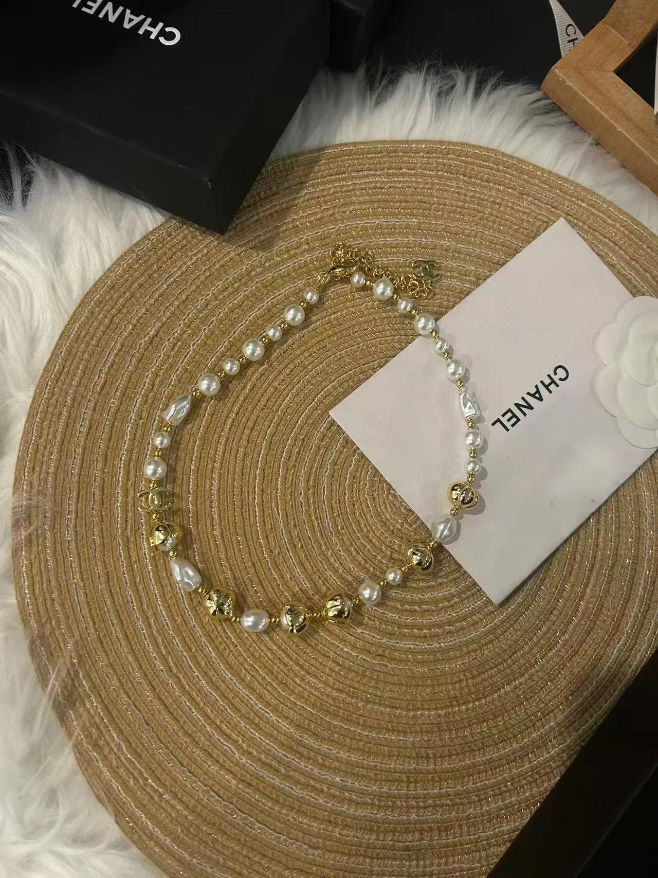 Chanel Pearl and Gold-Tone CC Logo Baroque Strand Necklace