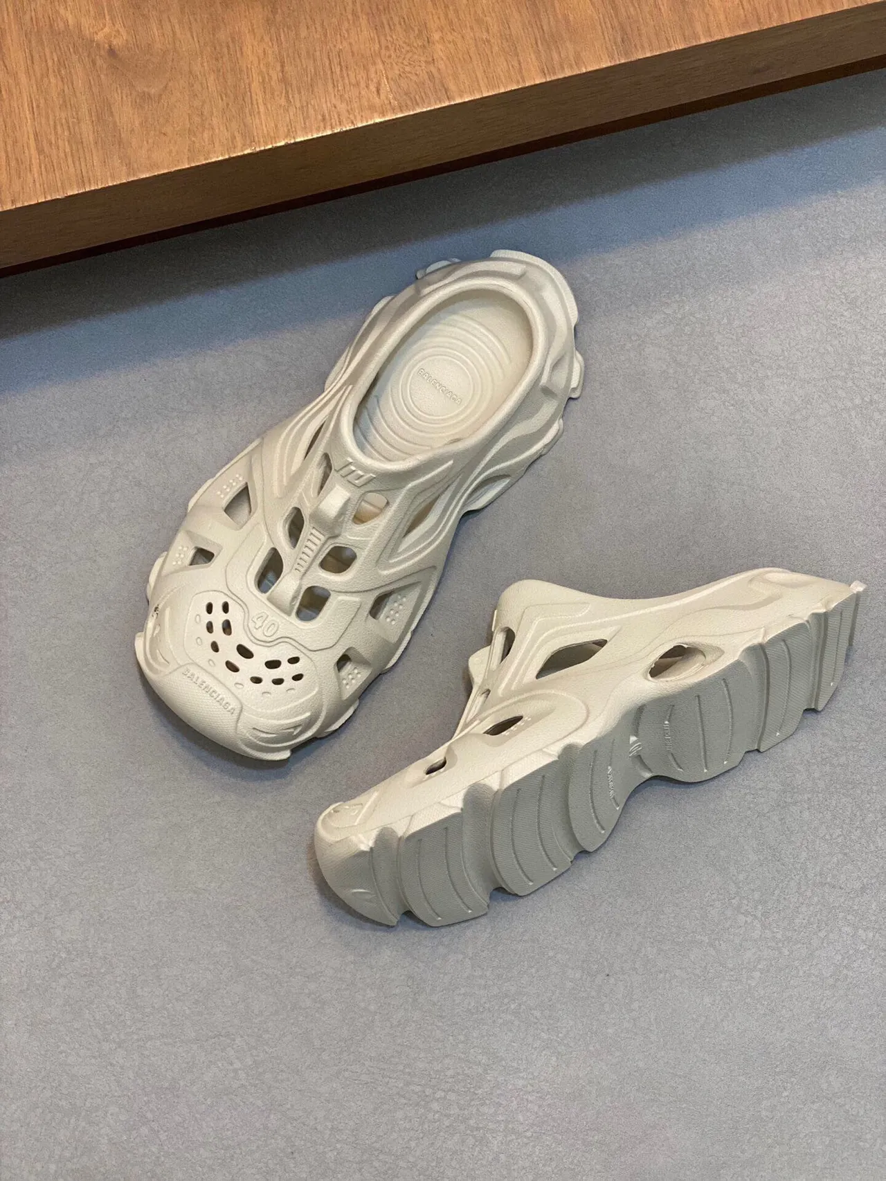 Balenciaga Defender Clog Off-White Molded Monochrome Slip-On Clog