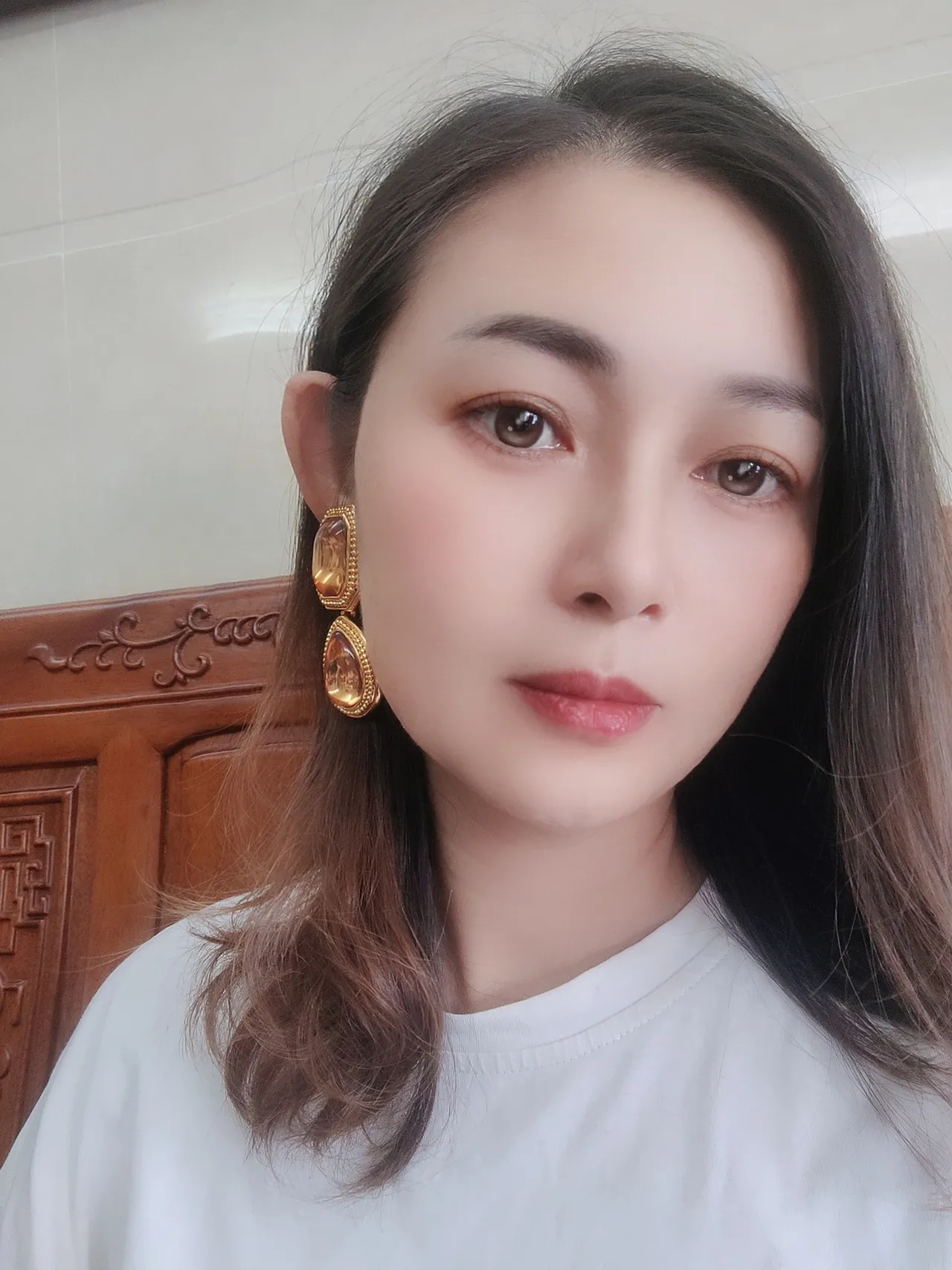 Saint Laurent Amber Resin Dual-Stone Drop Earrings