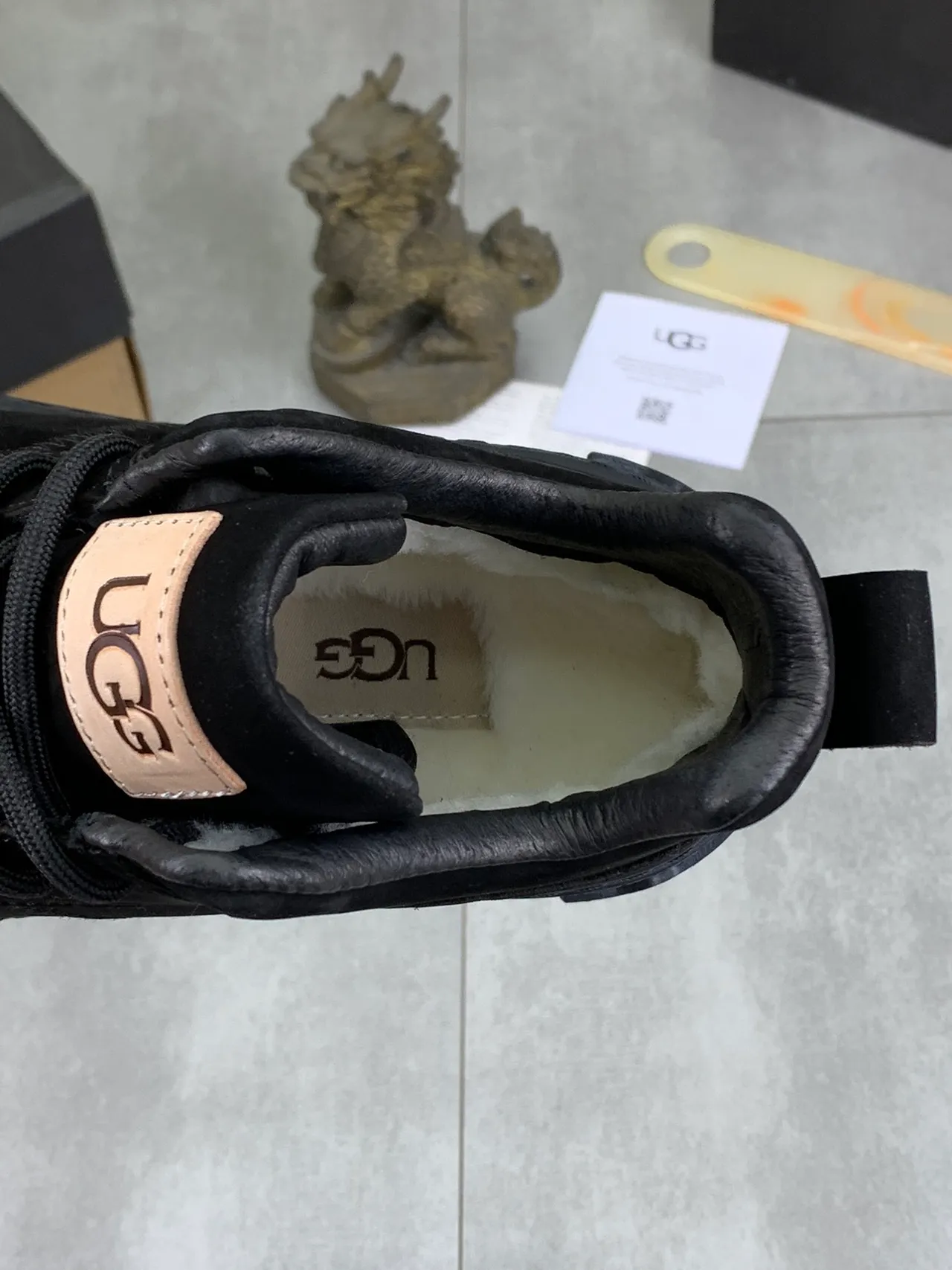 UGG Tasman Black Beige Suede Upper Platform Sole Lifestyle Sneakers