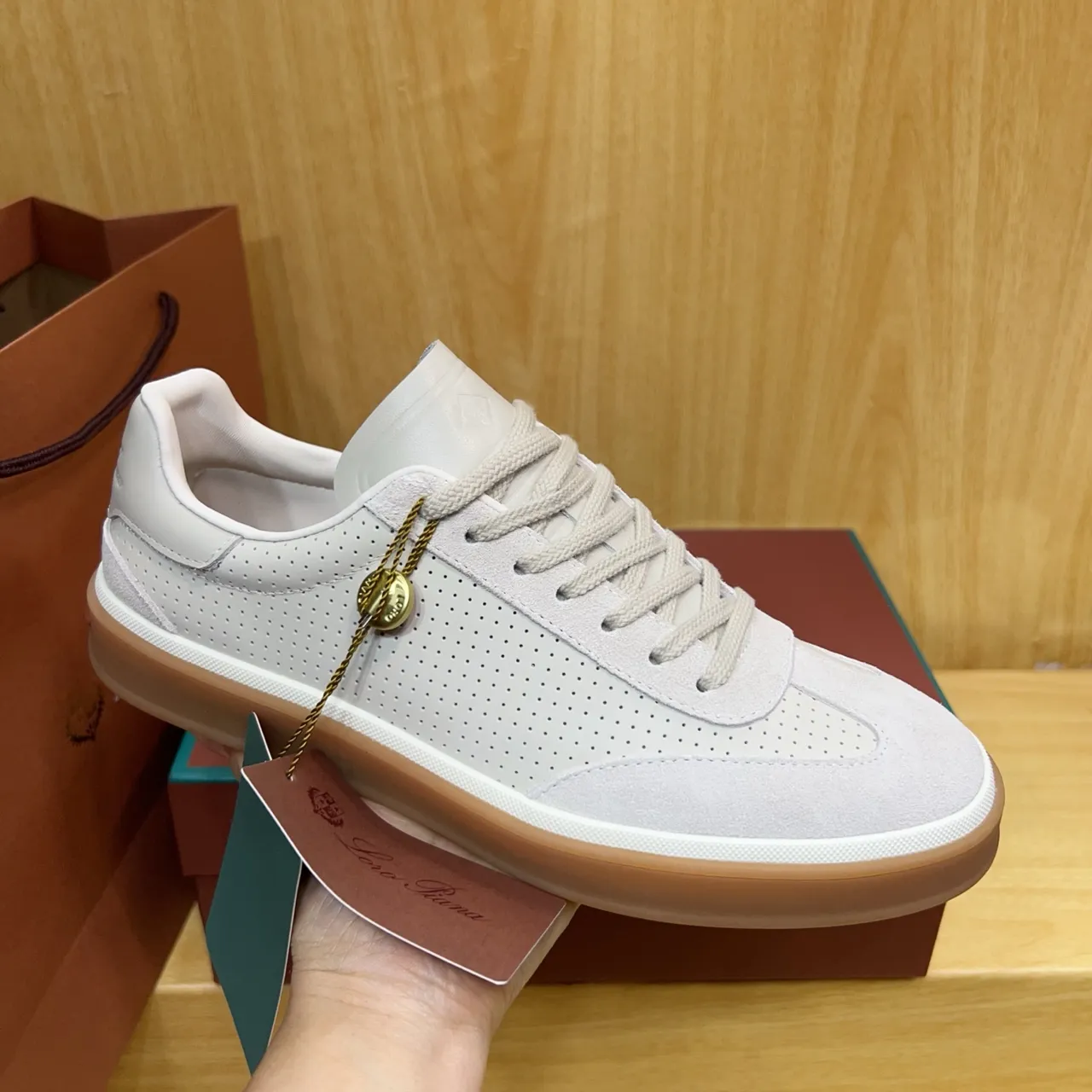Loro Piana Perforated Suede Low-Top Lifestyle Sneaker