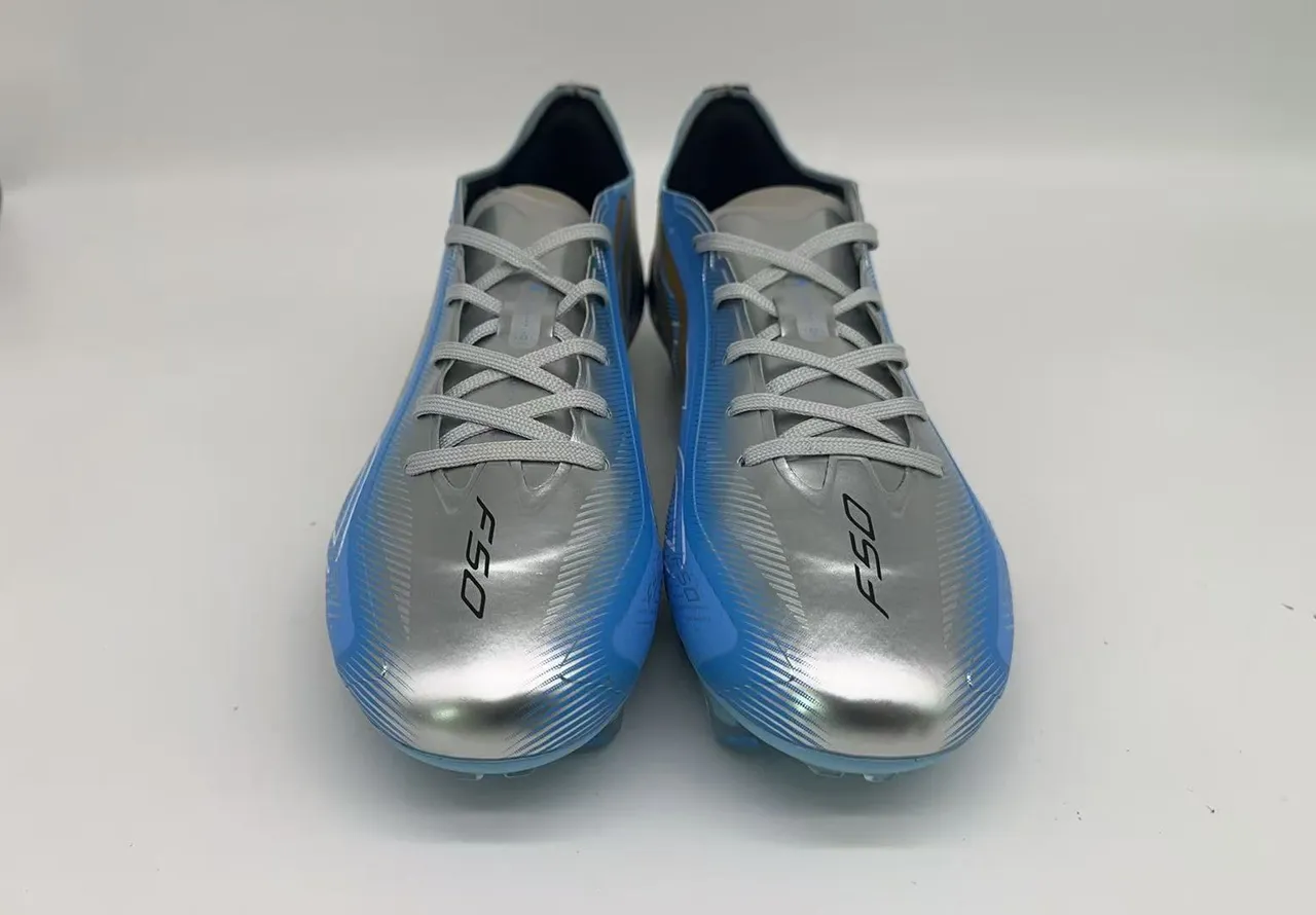 Adidas F50 Metallic Silver Blue Gold Firm-Ground Soccer Shoes