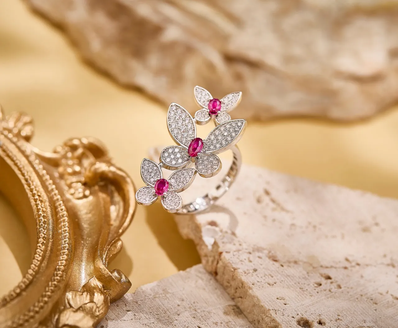 Van Cleef & Arpels Frivole Floral Pavé Diamond and Emerald Earrings
