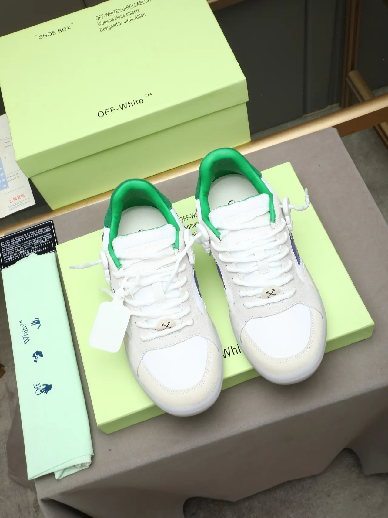 Off-White Arrow Motif White Green Purple Lifestyle Sneakers