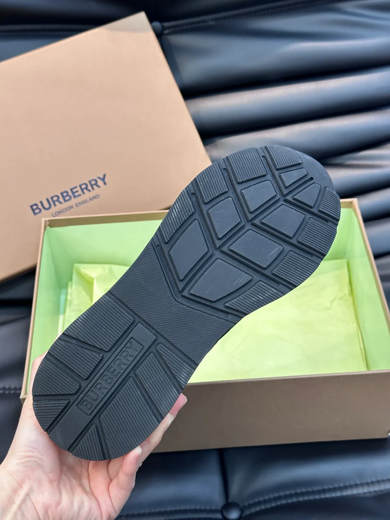 Burberry Lola Black White Layered Suede-Mesh-Plaid Upper Sculpted Midsole Chunky Sneakers