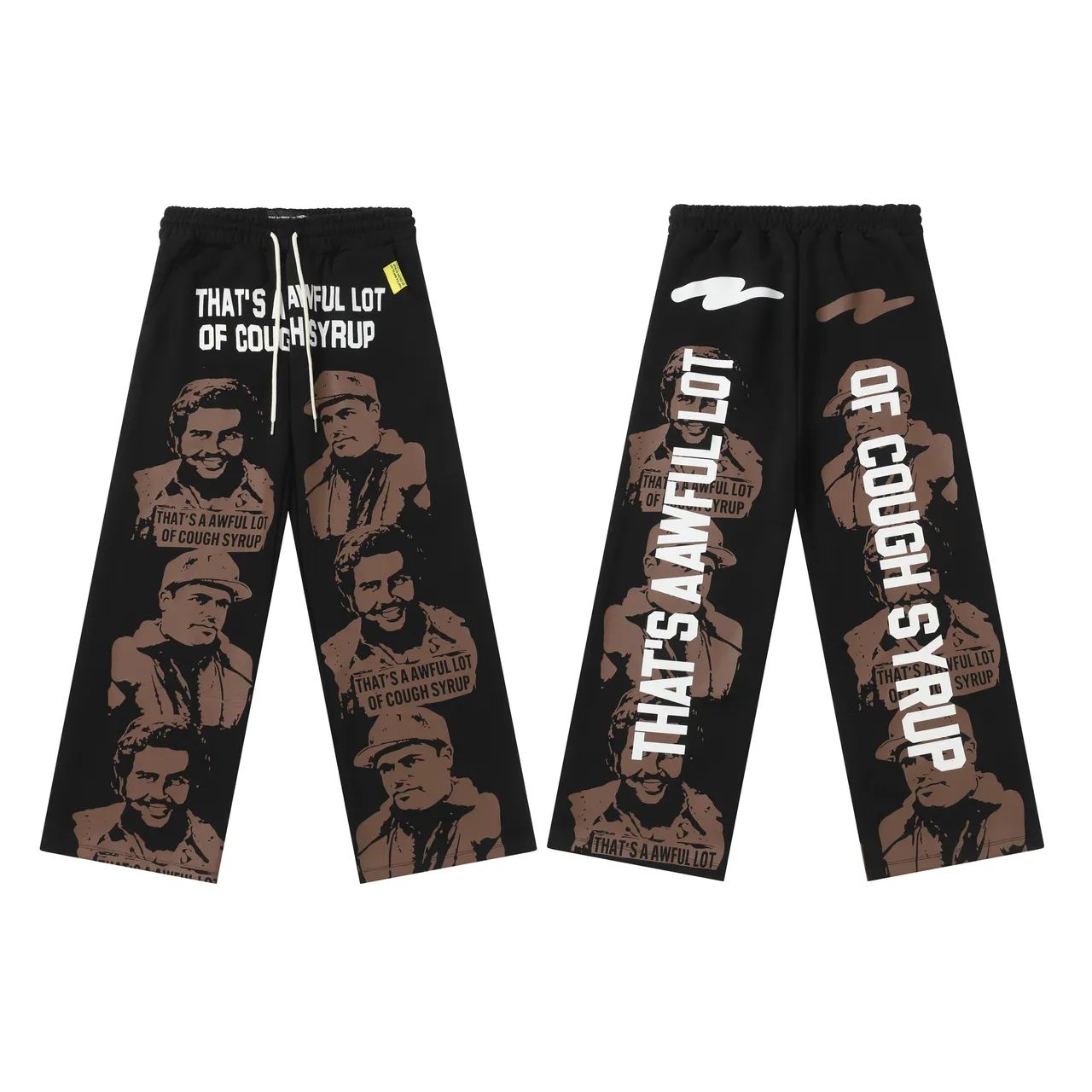 Black and Brown All-Over Print Zip-Front Hoodie and Pants Tracksuit