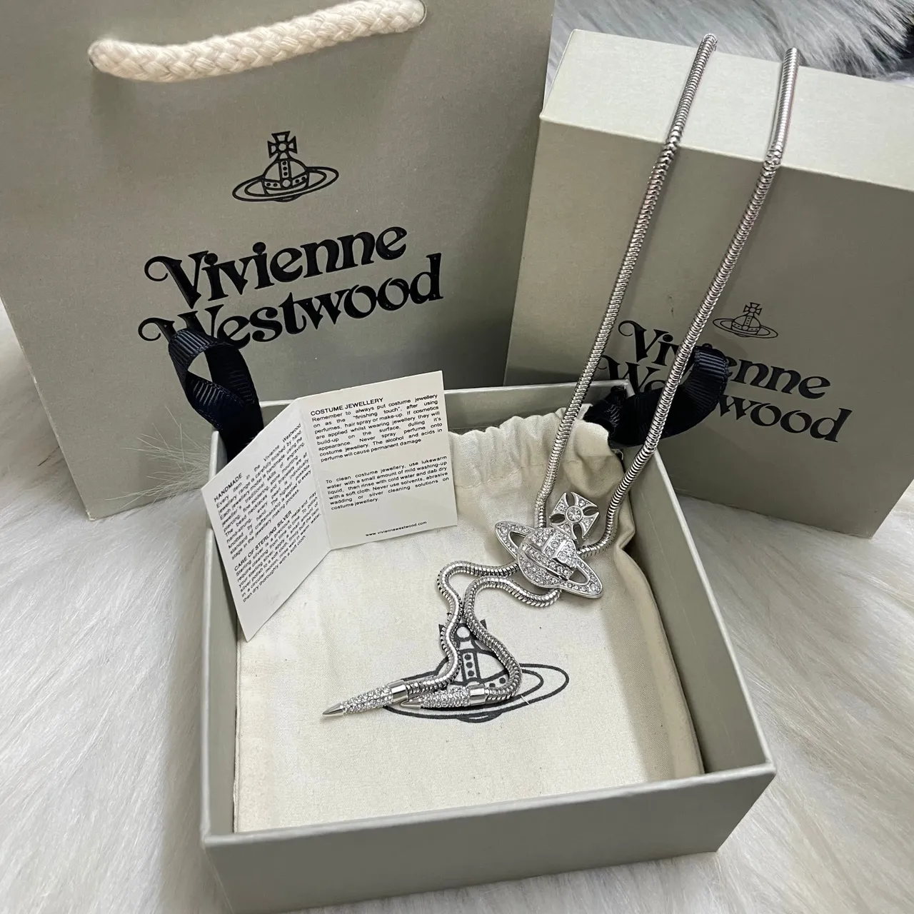 Vivienne Westwood Orb Crystal-Pavé Bolo Necklace