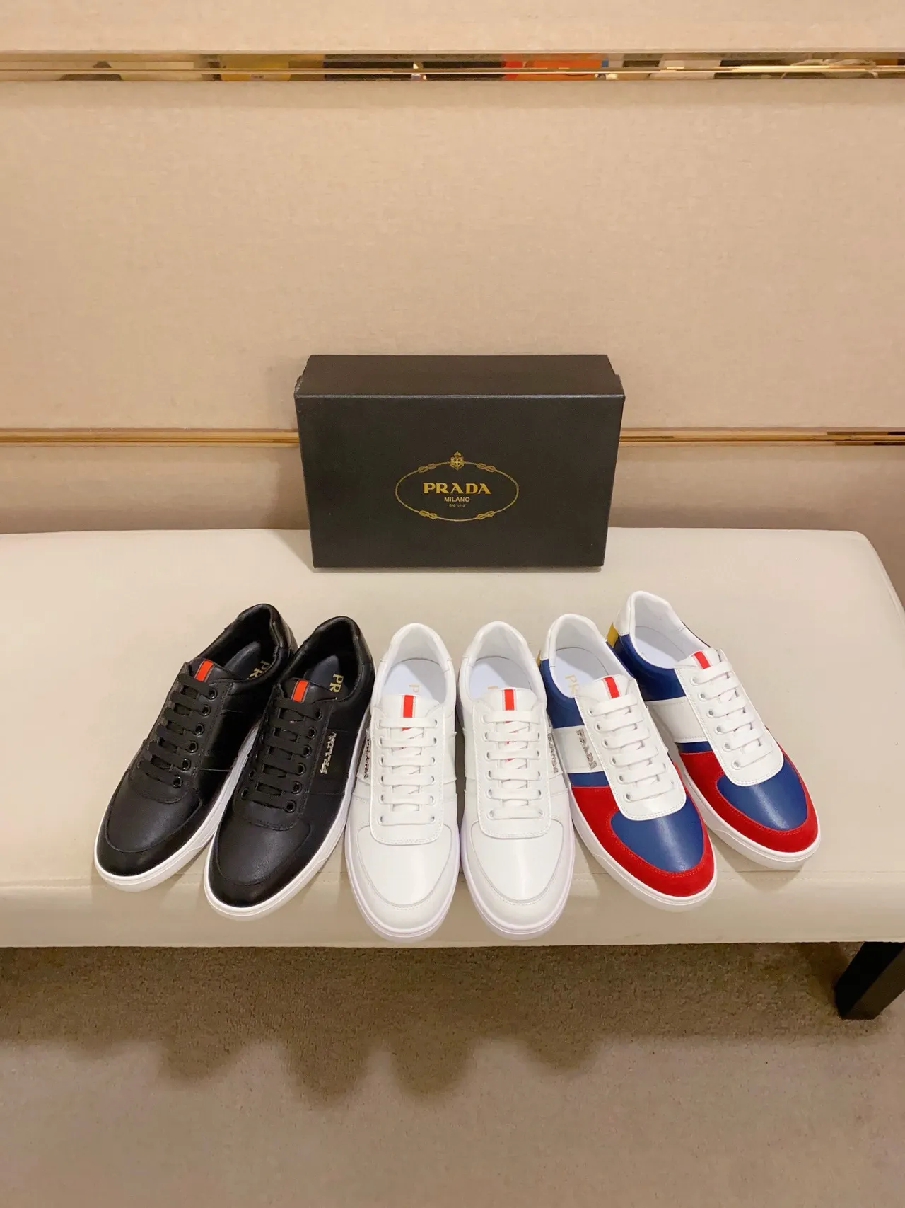 Prada Black Leather Side-Stripe Lifestyle Sneaker