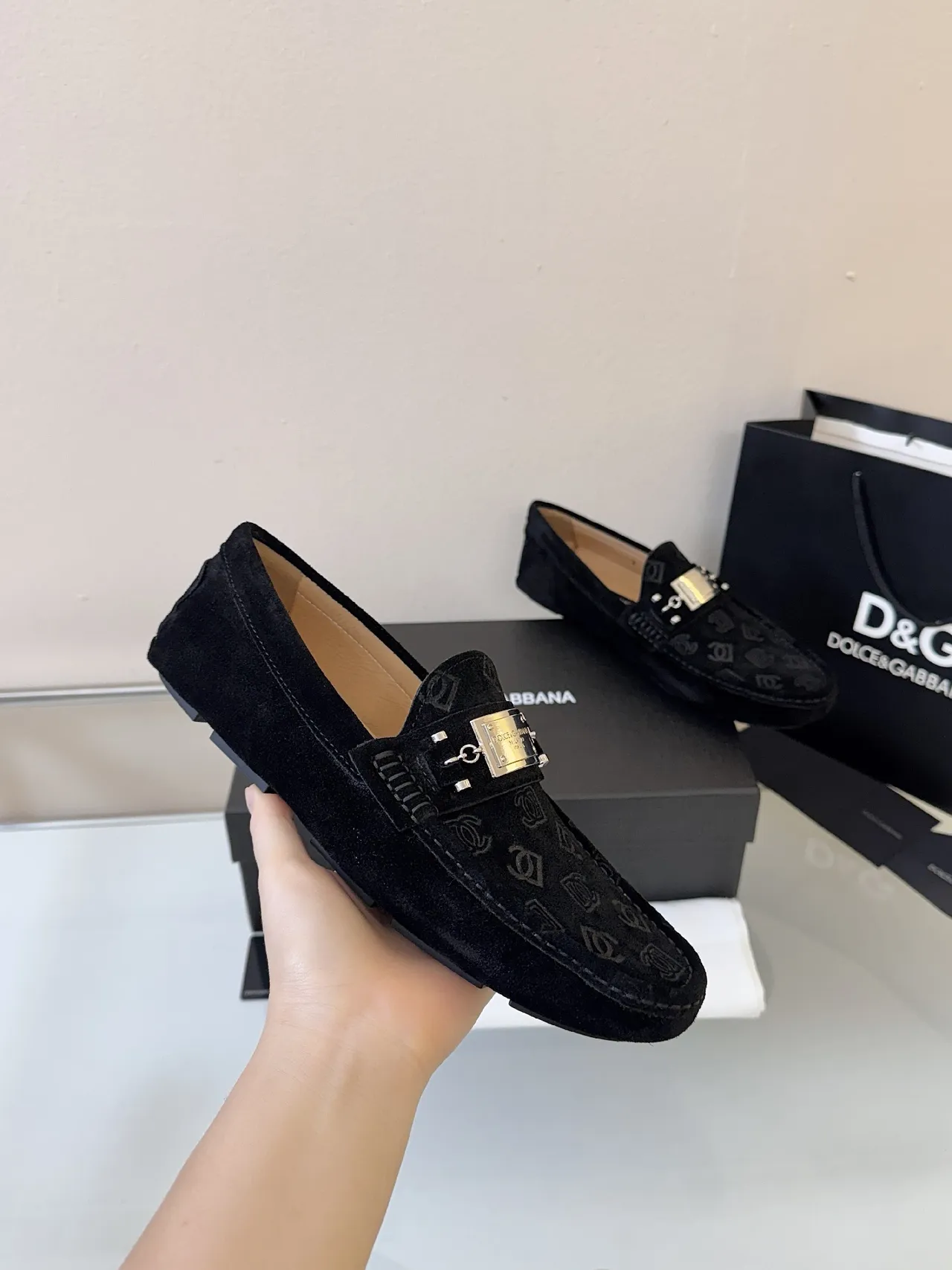 Dolce & Gabbana Monogrammed Suede Loafer