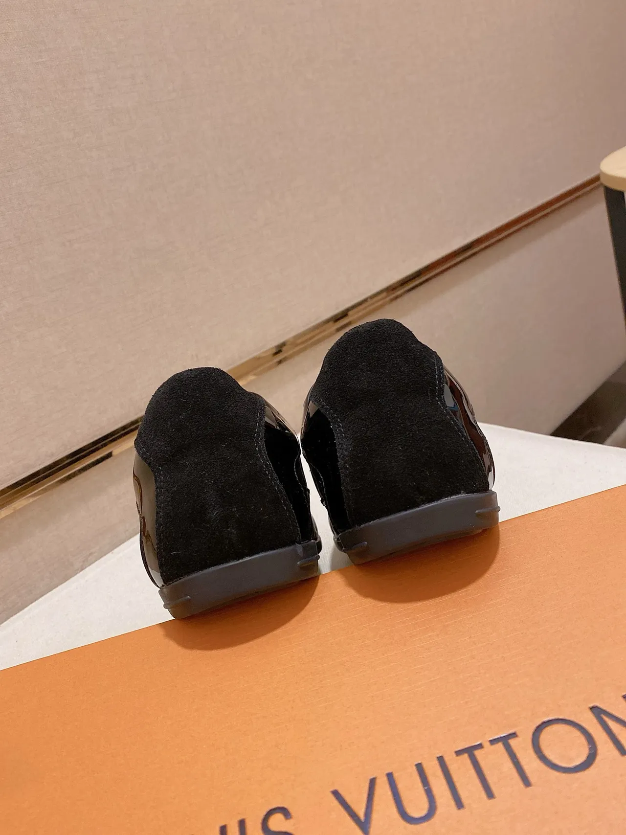 Louis Vuitton LV Trainer Black Gold Monogrammed Patent Leather Suede Toe Cap Lifestyle Sneakers