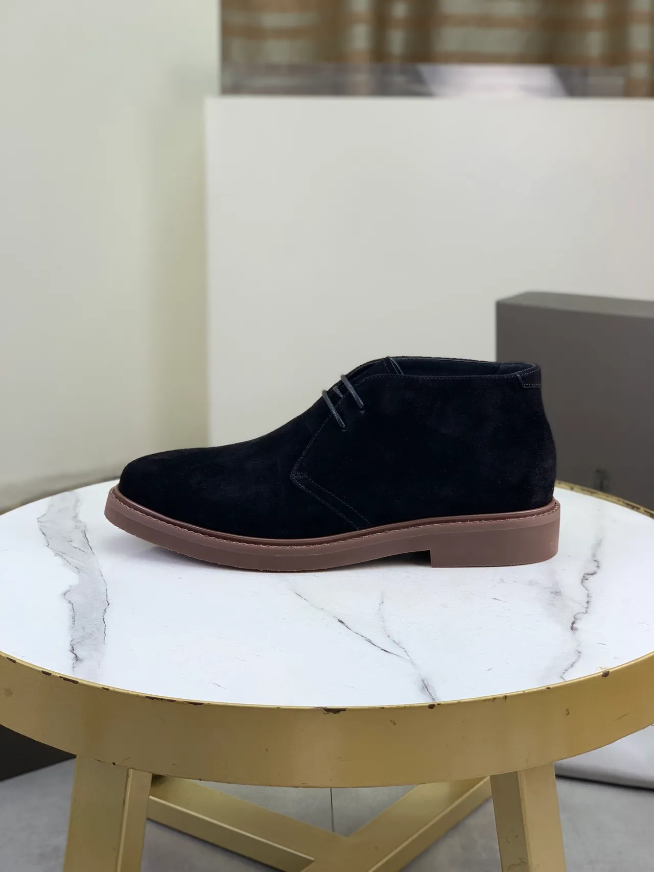 Black Brown Suede Chukka-Style Ankle Boots
