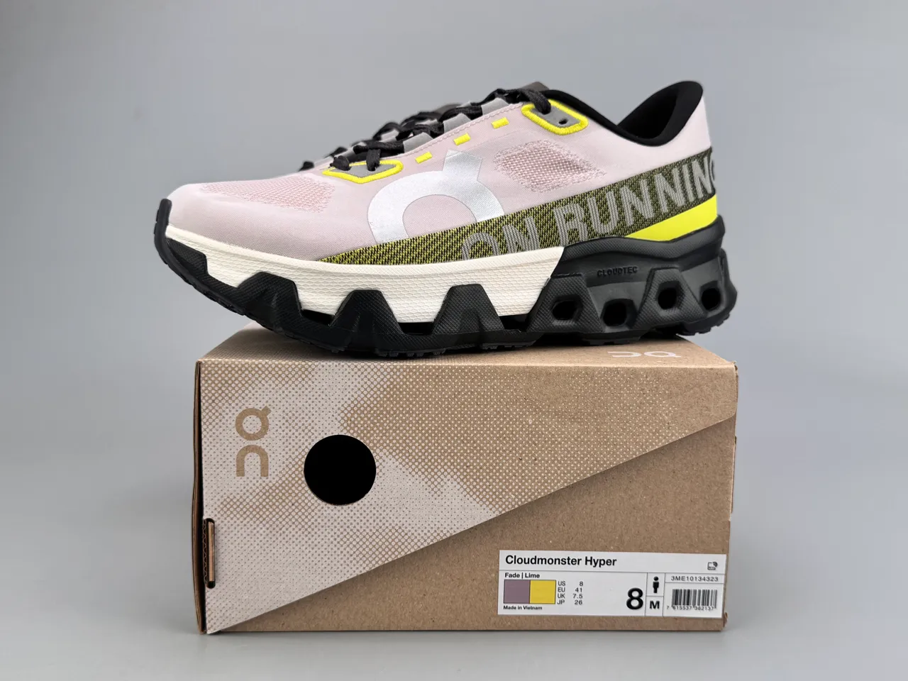 On Running Cloudmonster Pink Yellow Black Running Shoes