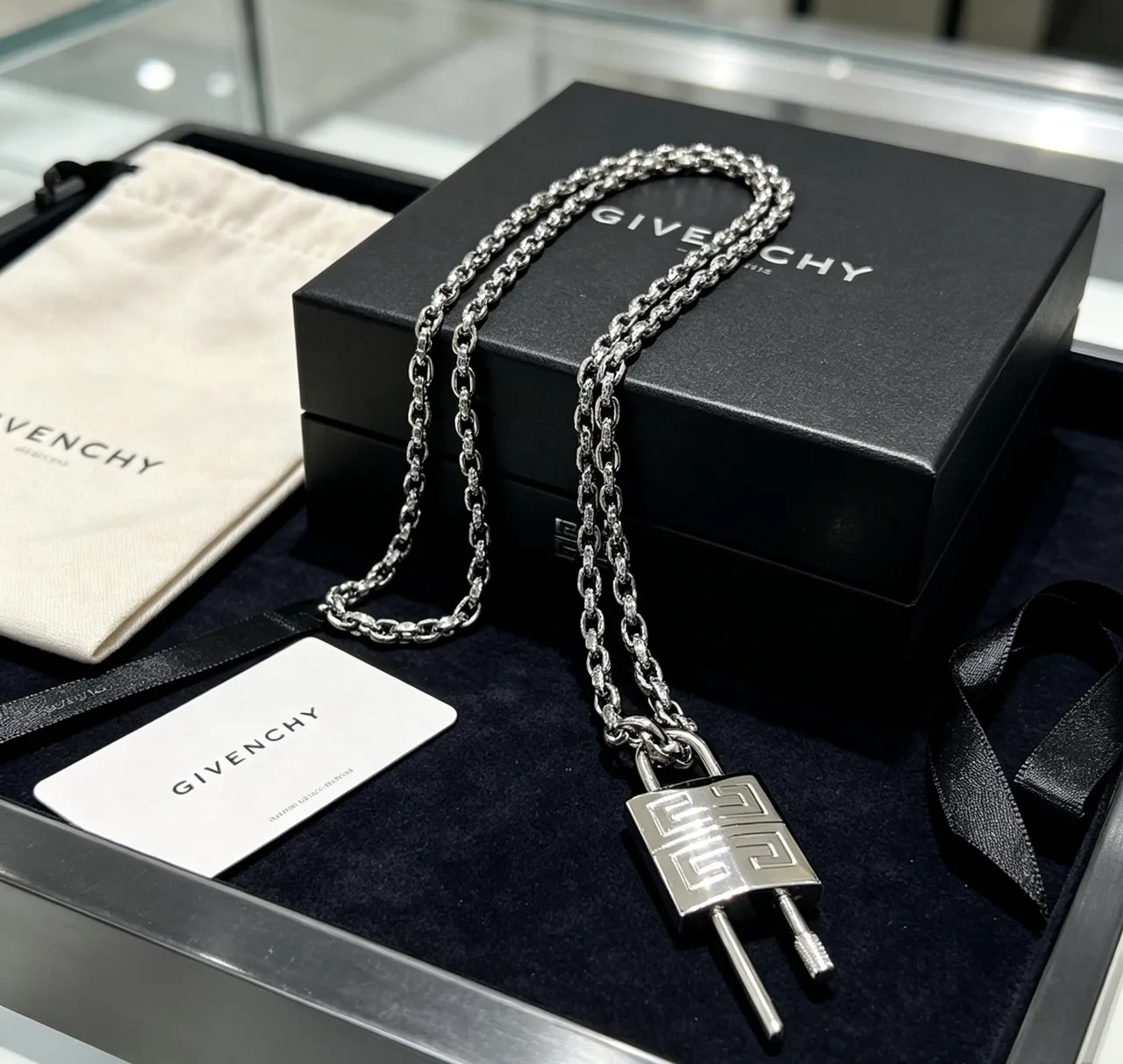 Givenchy Pandora Lock Silver-Toned Padlock Pendant Necklace