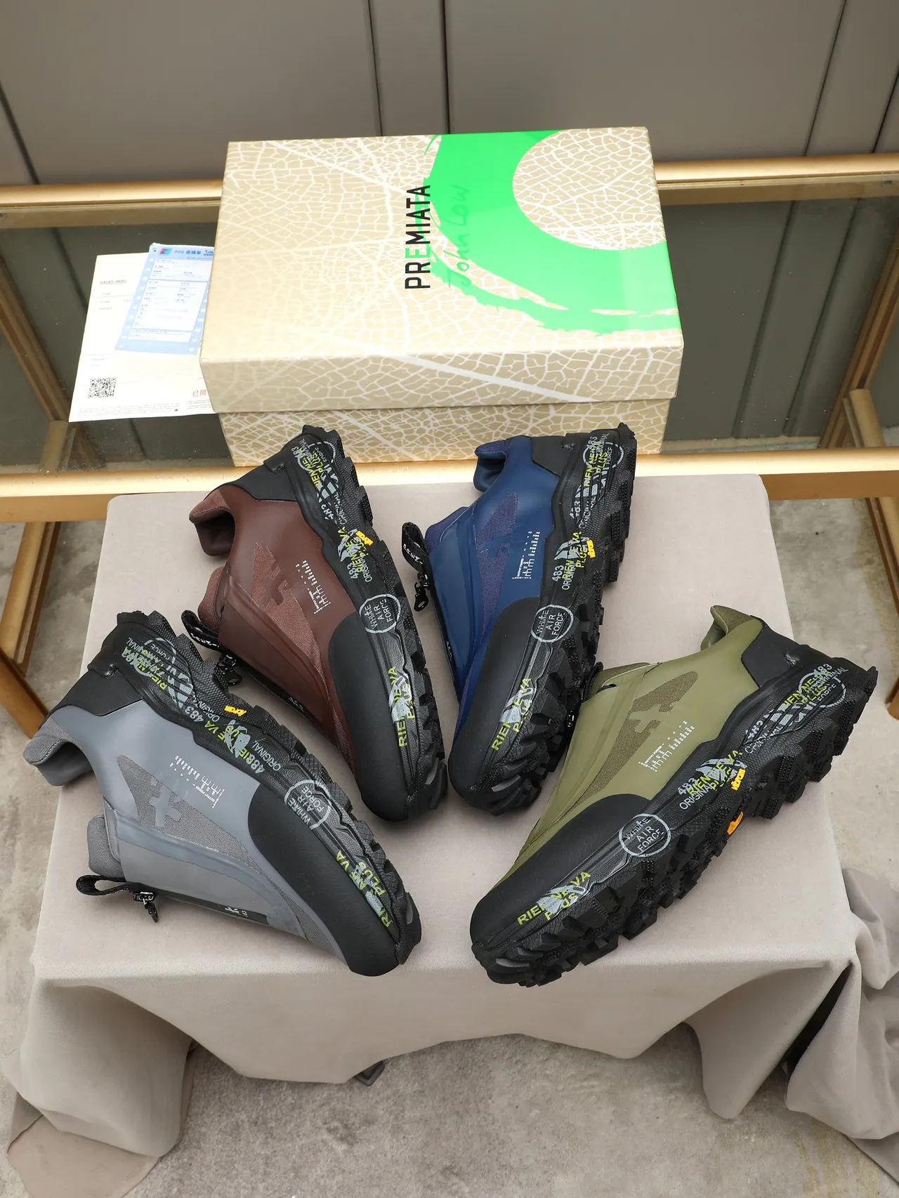 Premiata Navy Black Laceless Zip-Closure Upper Rugged Vibram Outsole Lifestyle Sneakers