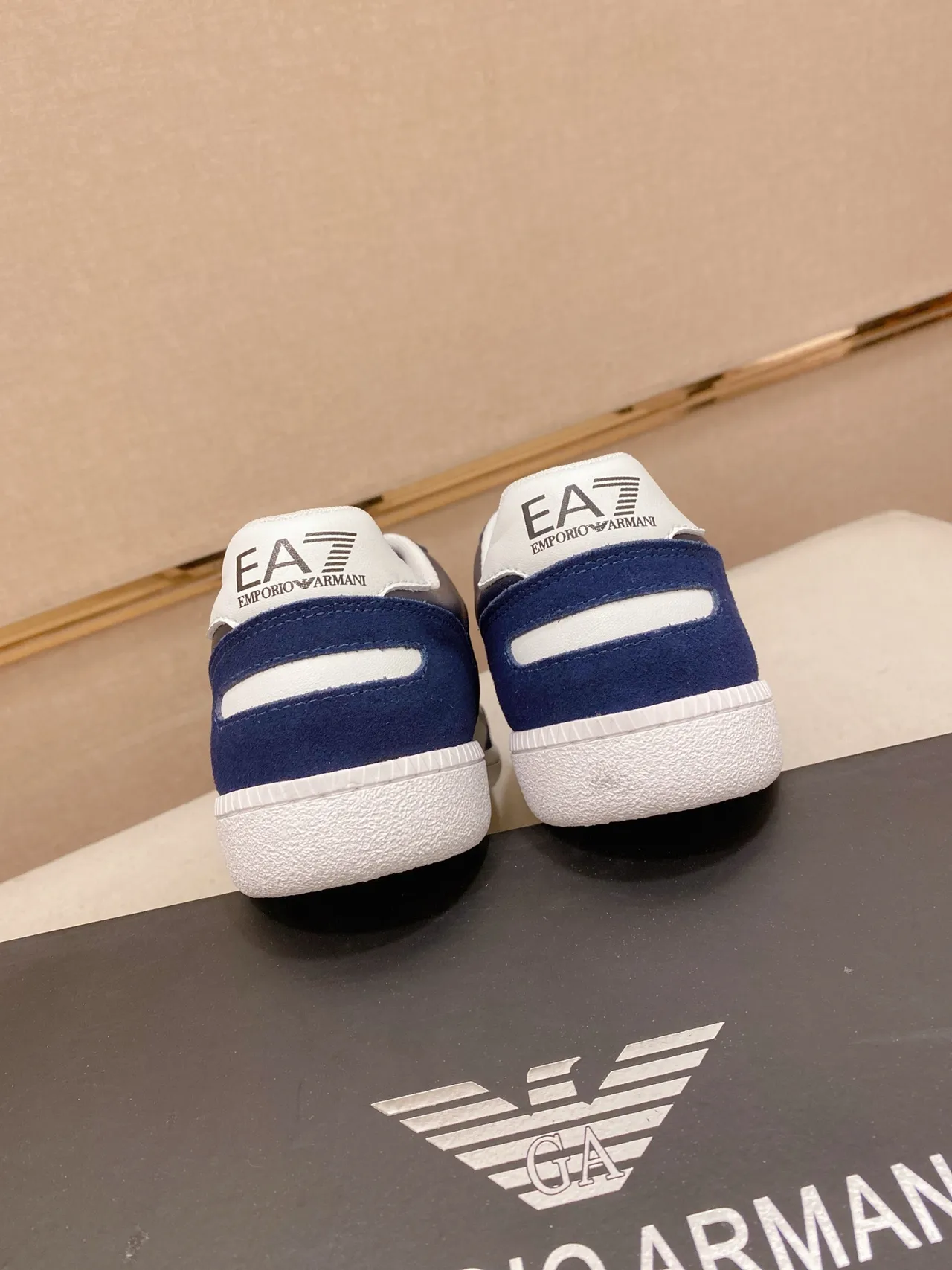 Emporio Armani EA7 Navy and Gray Suede Panel Lifestyle Sneaker