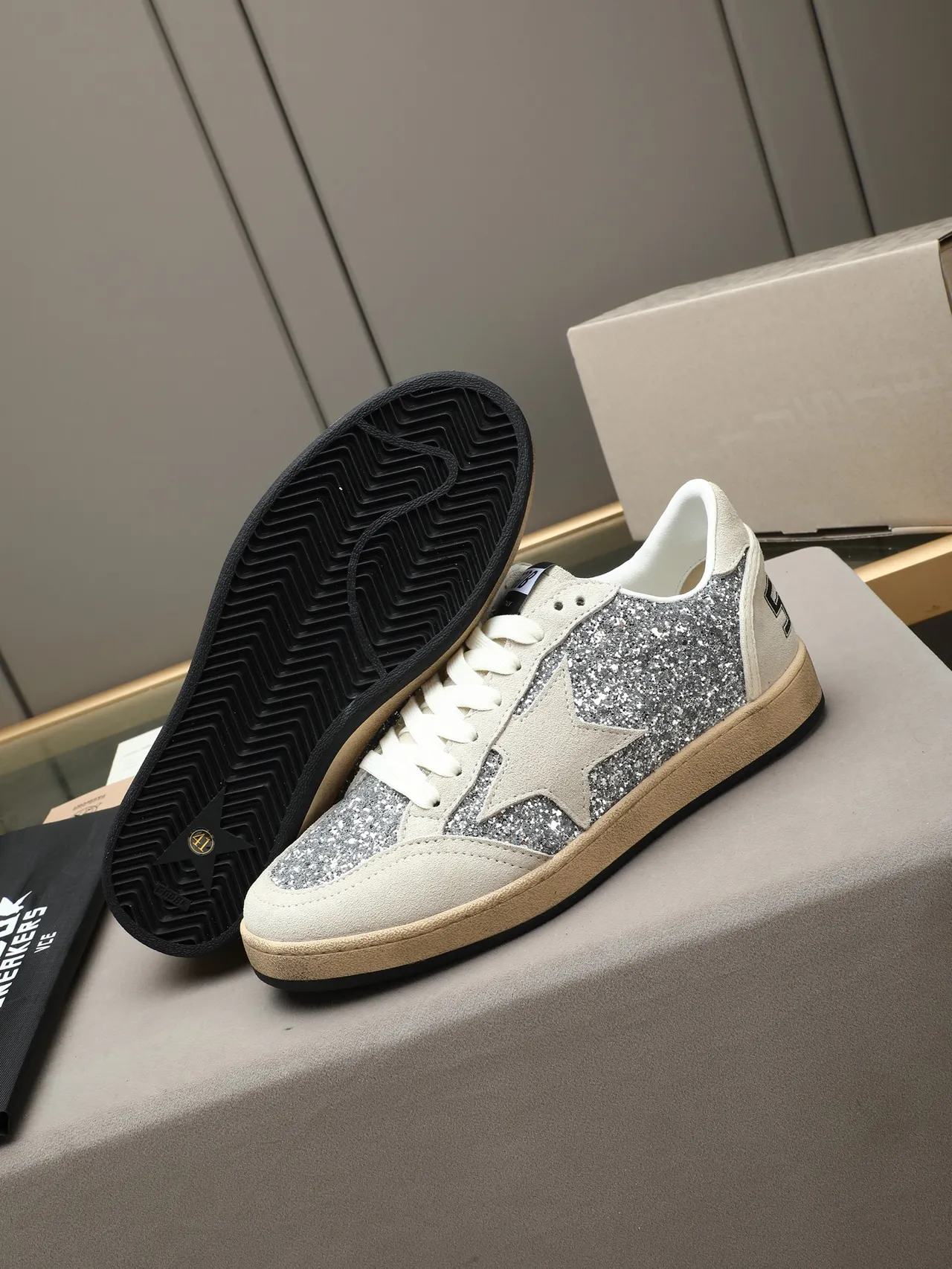 Golden Goose Super-Star Glitter Star Suede Lifestyle Sneakers