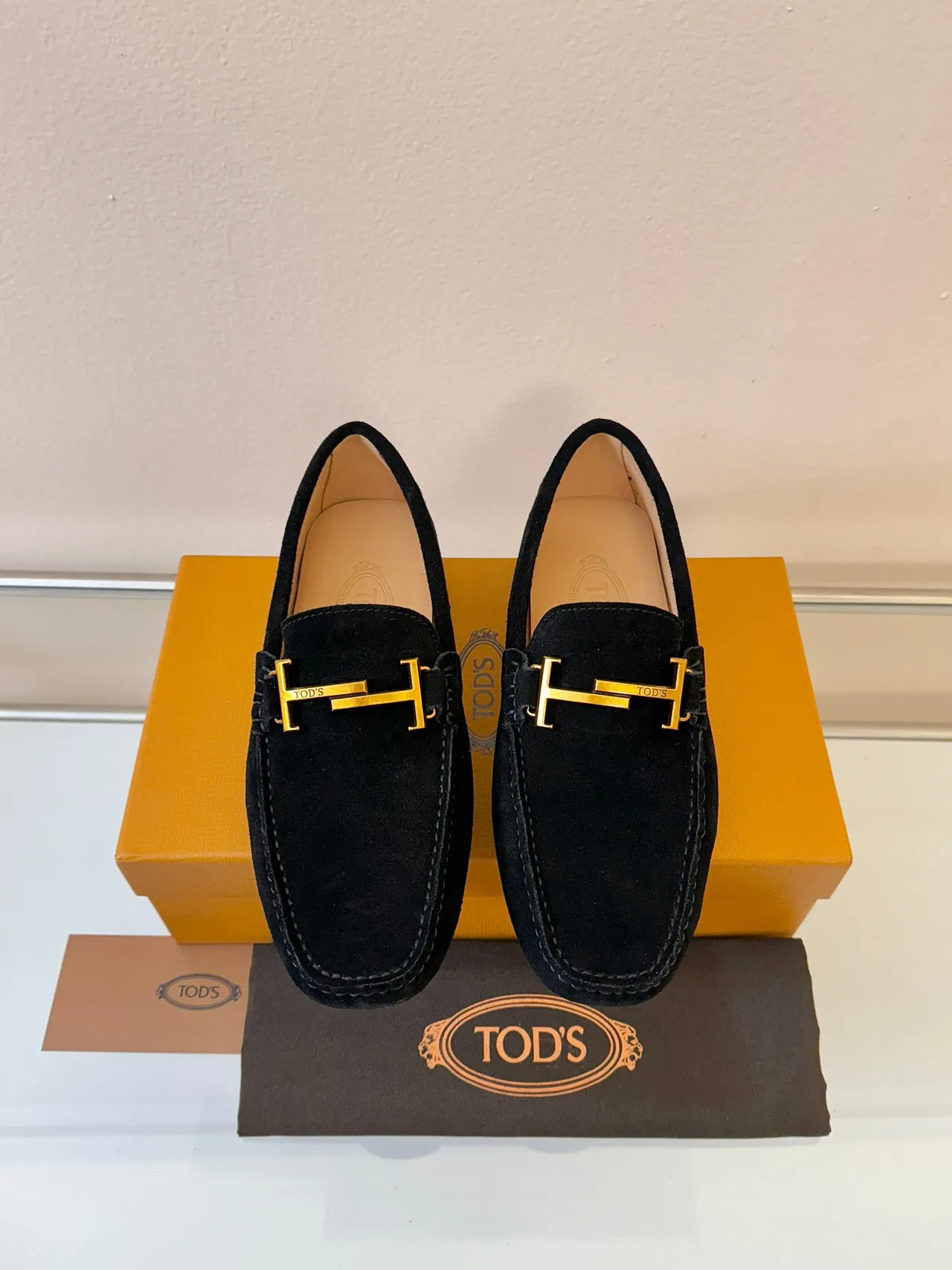 Tod's Gommino Loafer Black Suede Gold Bit Loafers