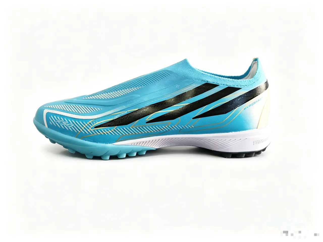 Adidas F50 Blue White Laceless Sock-Fit Upper Molded Studs Turf Soccer Shoes