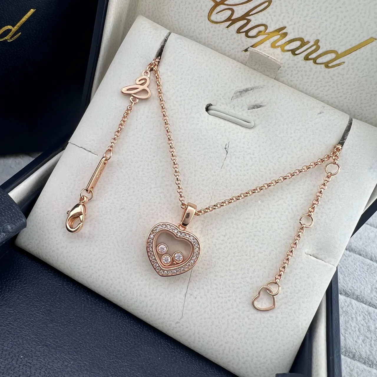 Chopard Happy Hearts Heart-Shaped Pavé Diamond Floating Charm Necklaces