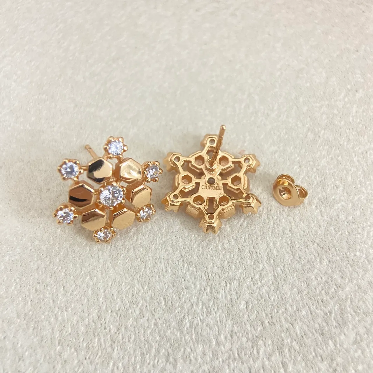 Chaumet Bee My Love Honeycomb Pavé Crystal Stud Earrings