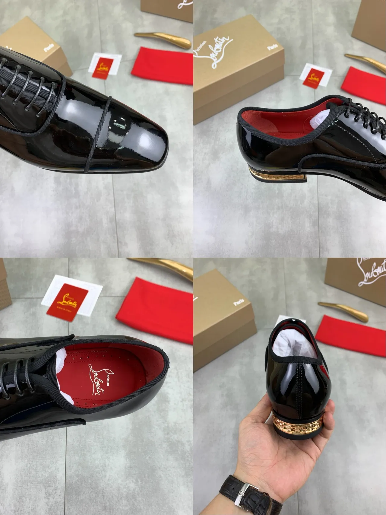 Christian Louboutin Patent Leather Cap Toe Oxford Shoes
