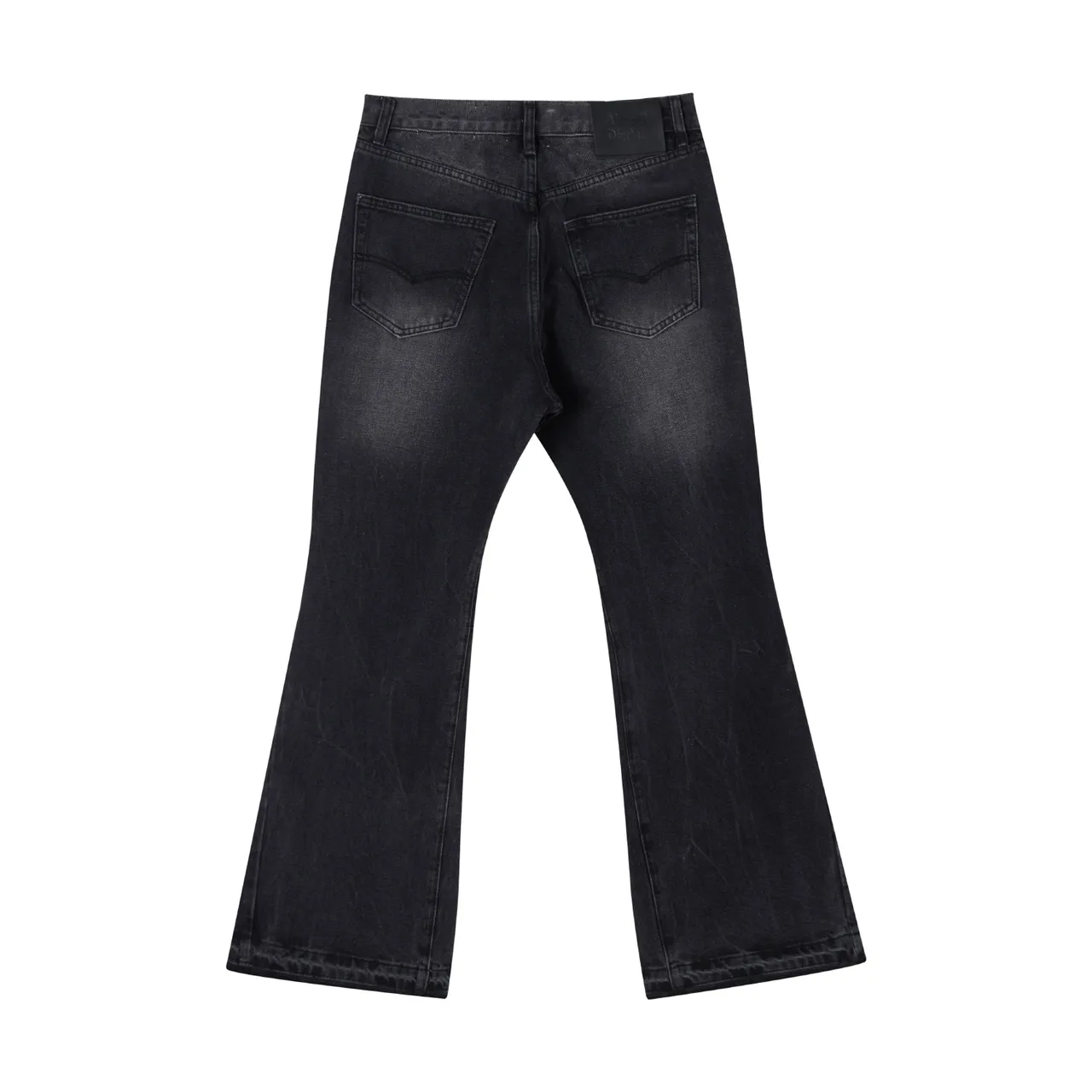 Black Speckled Flared-Leg Denim Jeans
