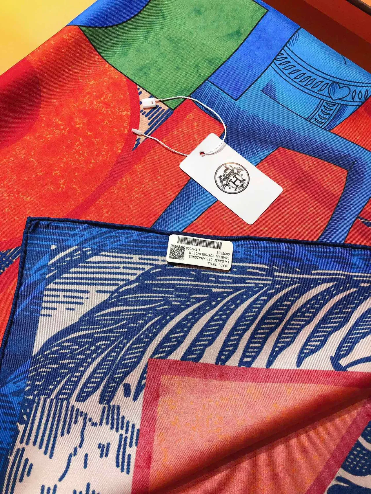Hermès Multicolor Square Bold Graphic Print Silk Scarf