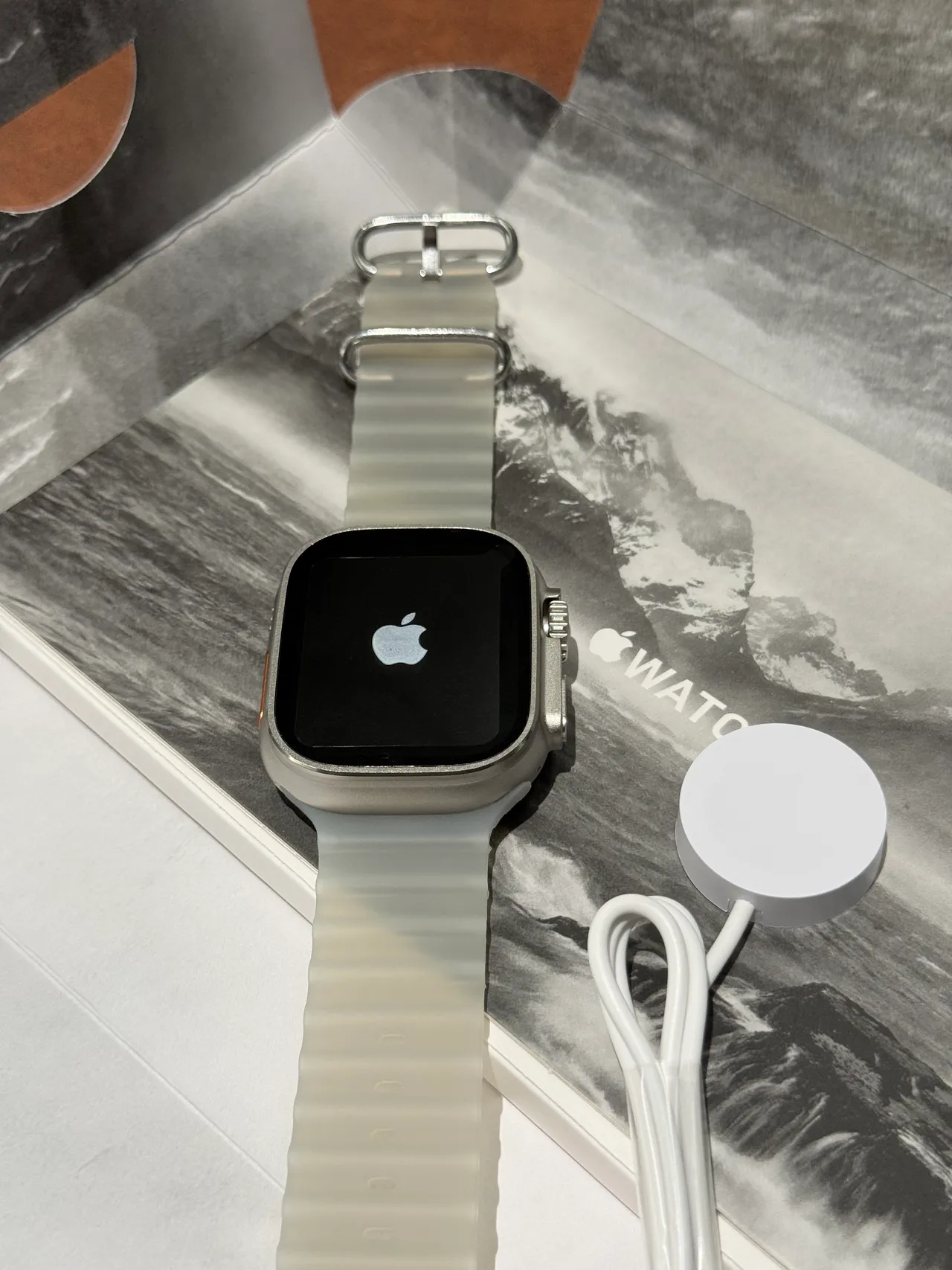 Apple Gray Orange Square Case Action Button Sports Watch