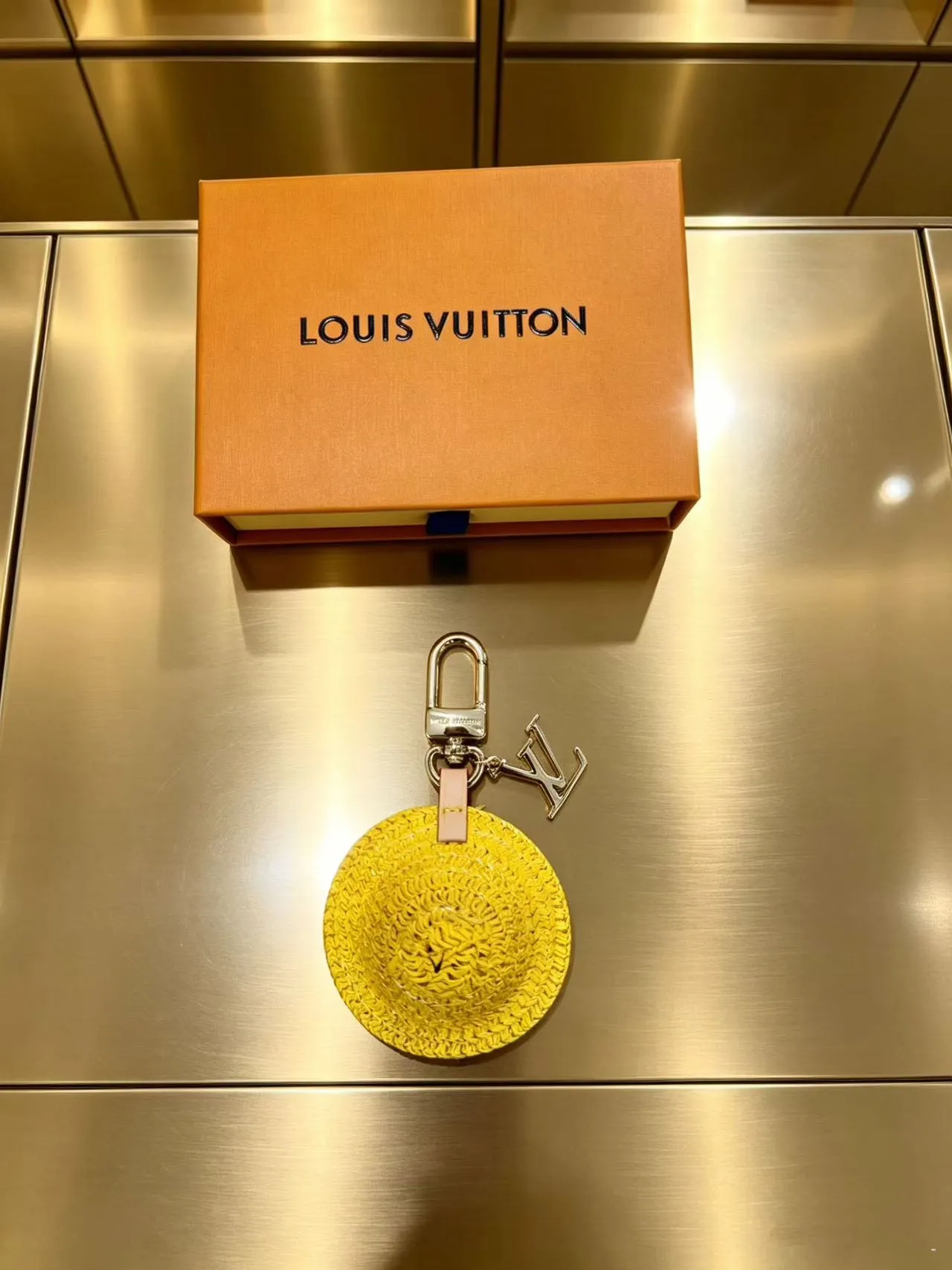 Louis Vuitton Yellow Orange Circular Woven Raffia LV Monogram Charm Handbag