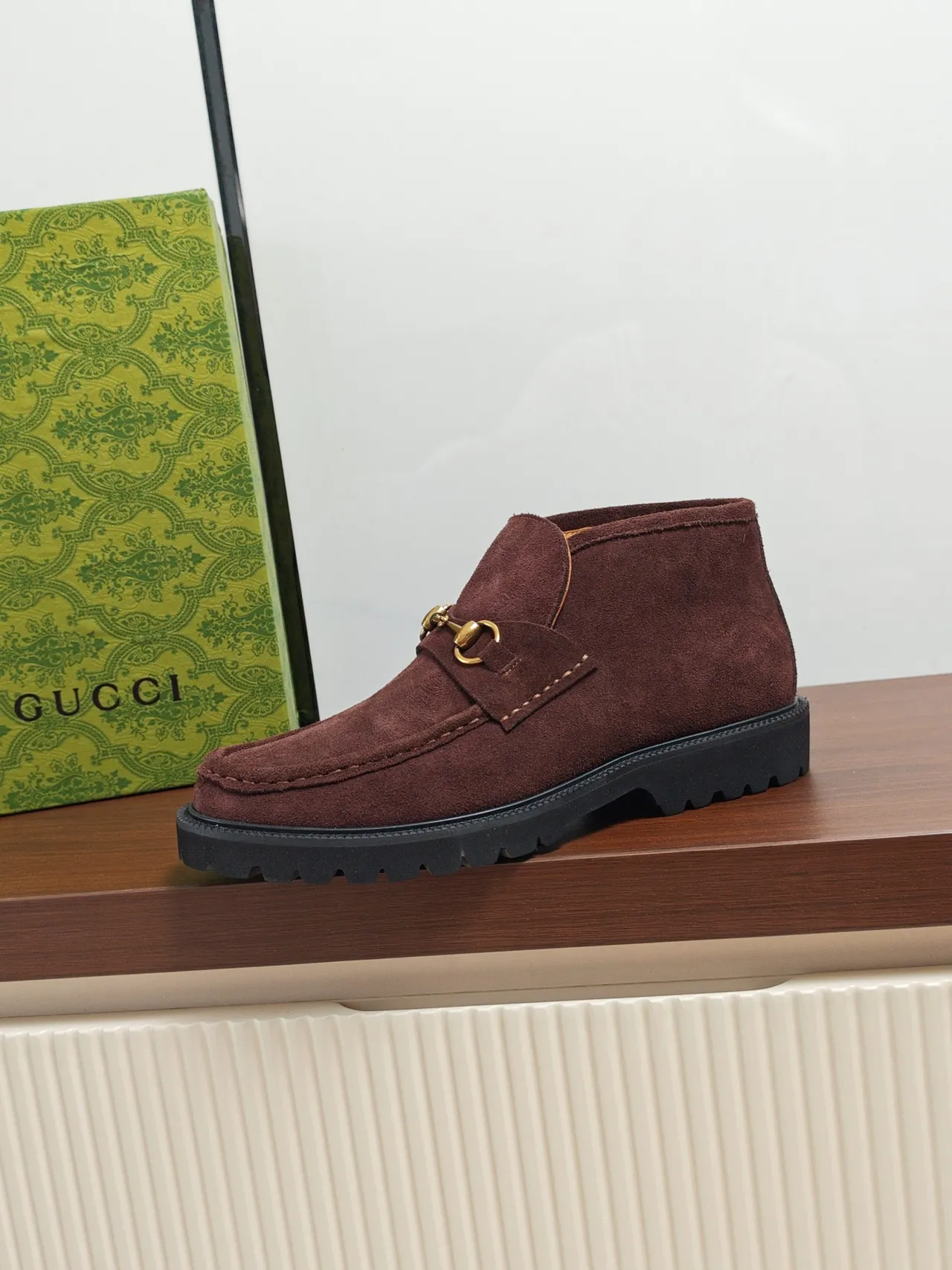 Gucci Horsebit 1955 Brown Suede Ankle Boot