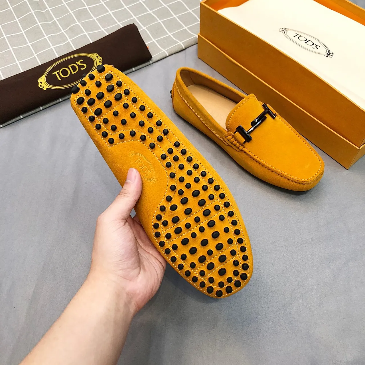 Tod's Horsebit Loafer Mustard Yellow Suede Loafers