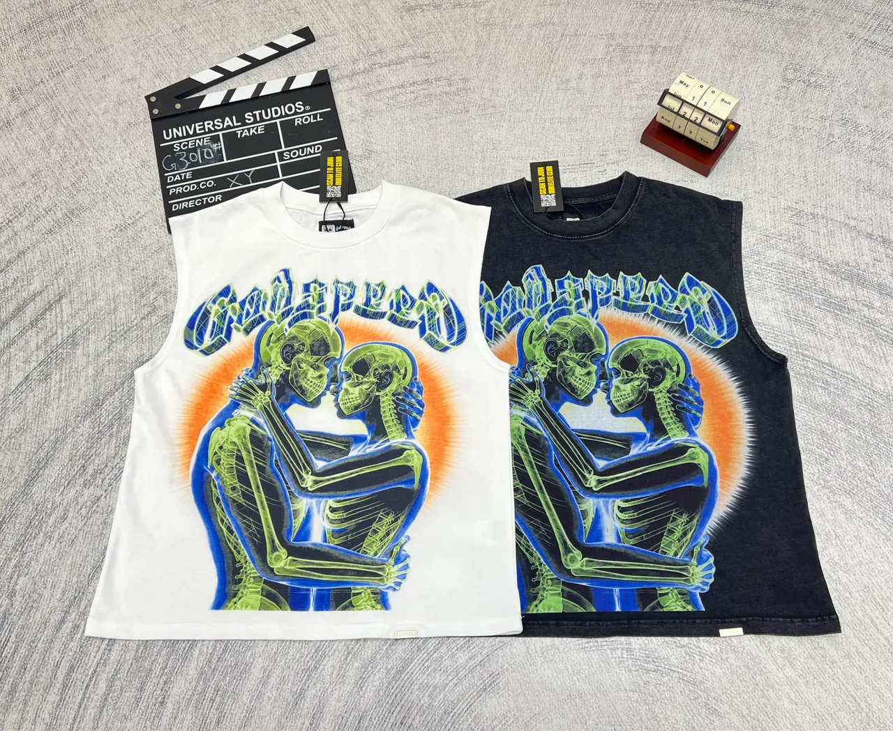 Godspeed Skeleton Graphic Print Sleeveless Vest Top