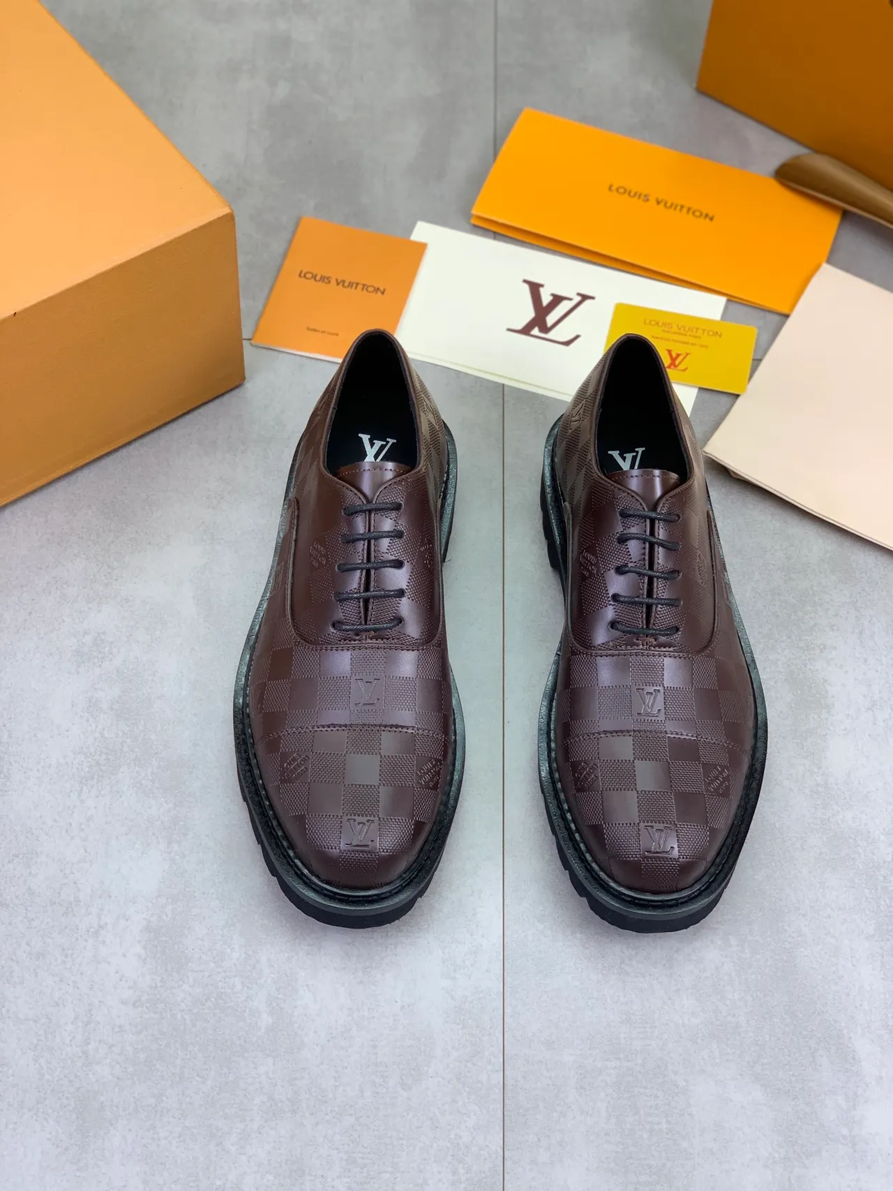Louis Vuitton LV Trail Brown Damier Cap-Toe Oxford Shoes