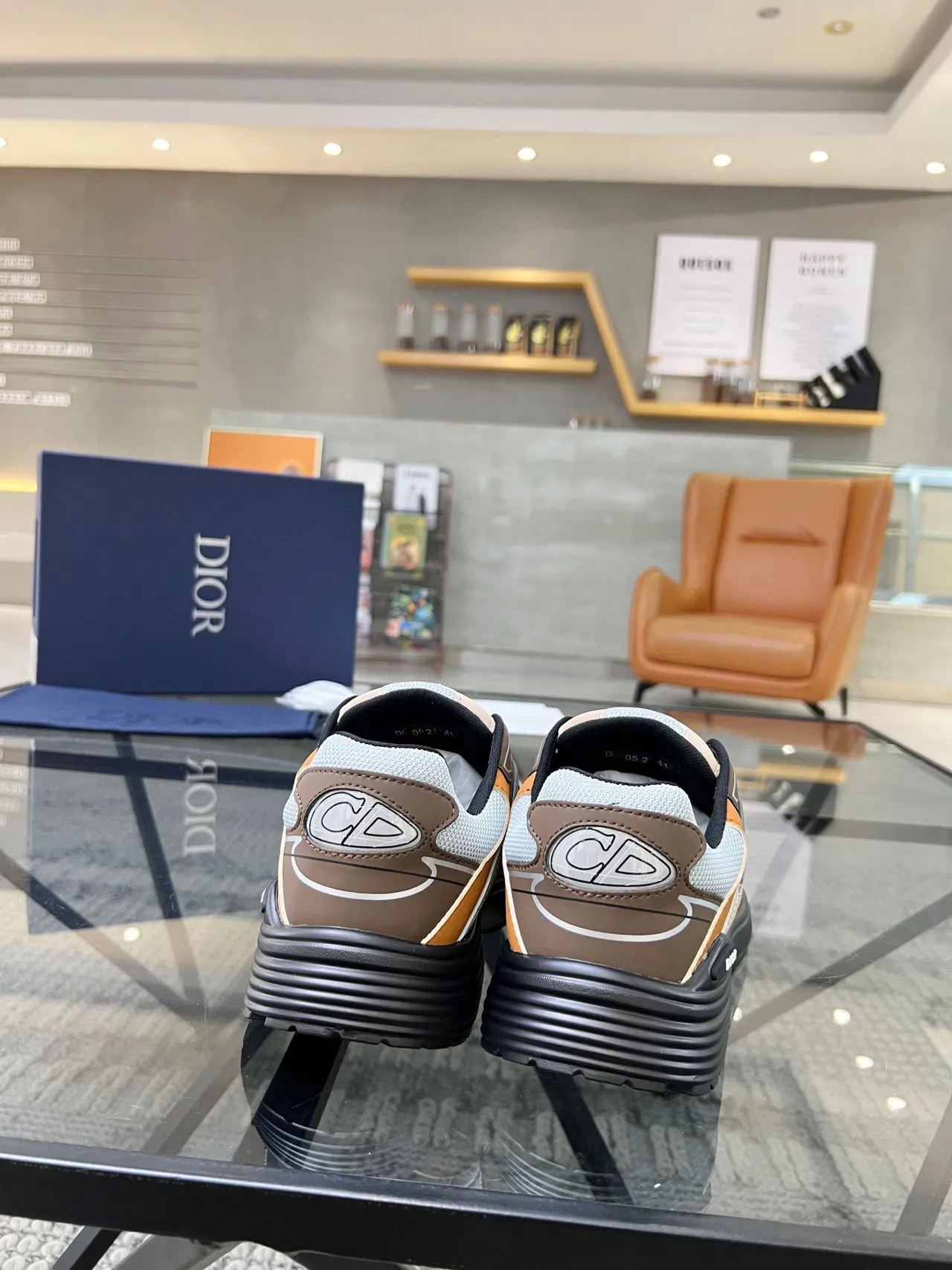 Dior Beige Brown Multi-Panel Mesh And Leather Oversized CD Logo Chunky Sneakers