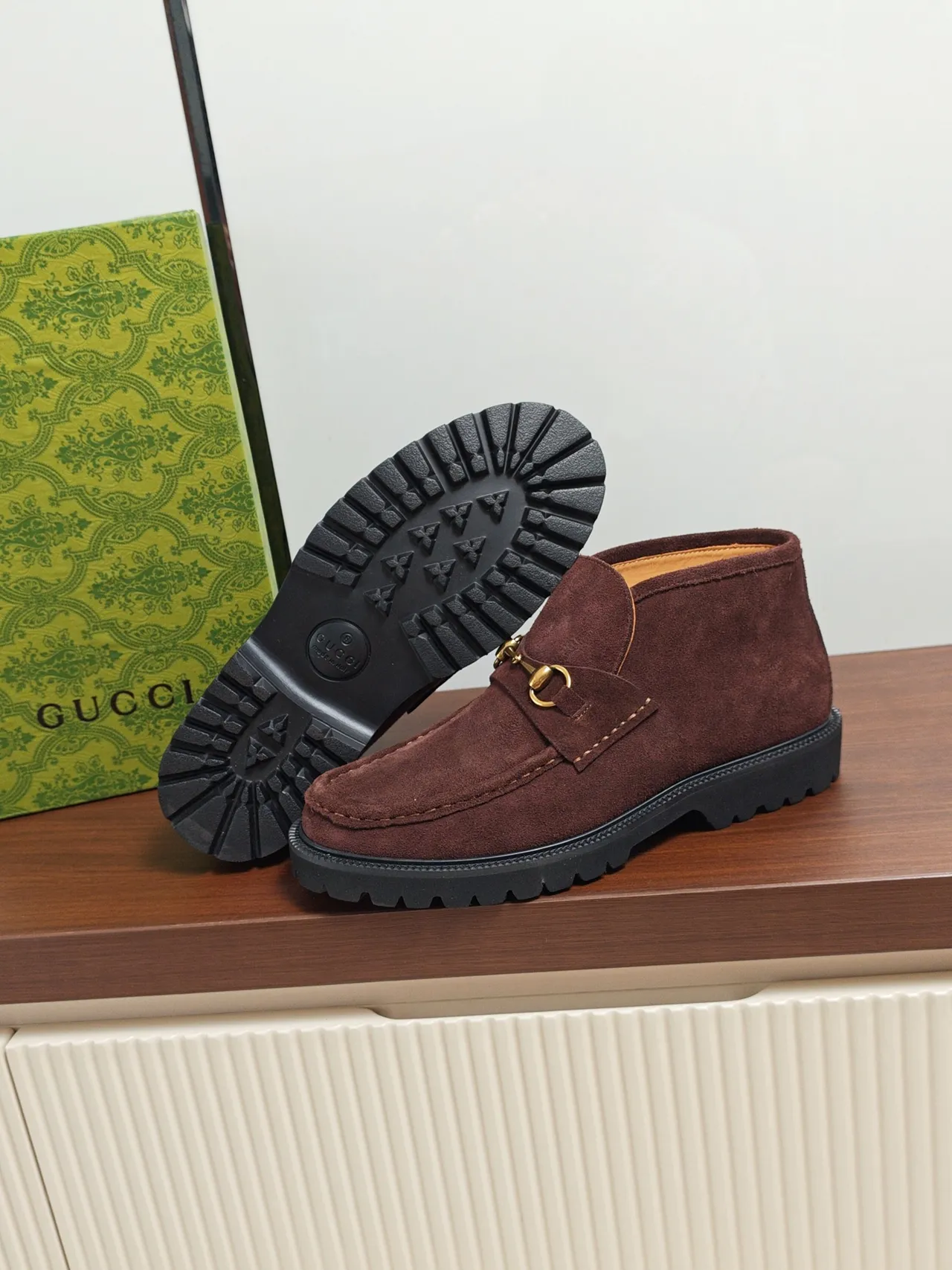 Gucci Horsebit 1955 Brown Suede Ankle Boot