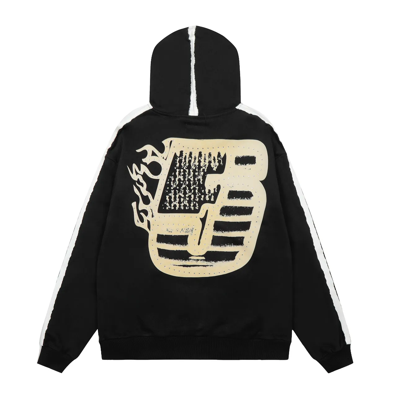 Brown or Black Graphic-Print Oversized Hoodie and Sweatpants Tracksuit