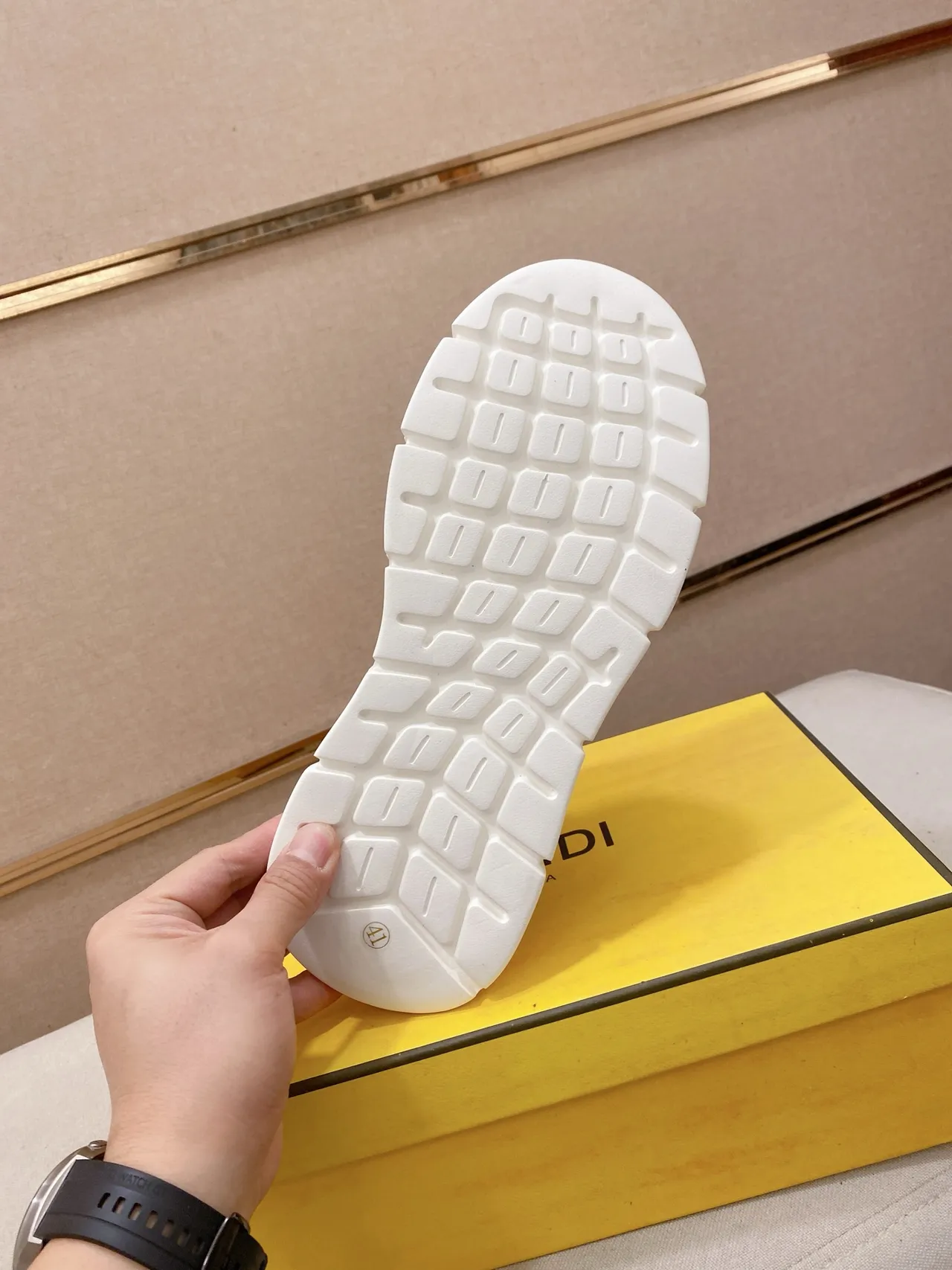 Fendi White Brown Platform Sole FF Monogram Jacquard Upper Chunky Sneakers