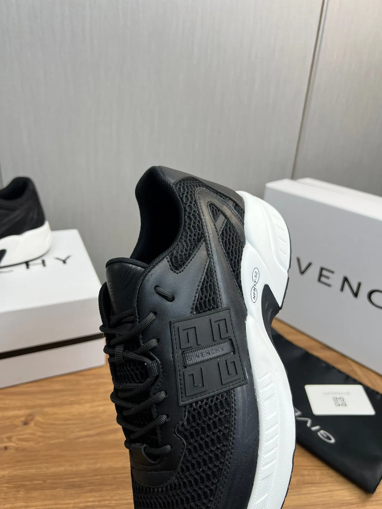 Givenchy City Sport Black Mesh and White Chunky Sneakers